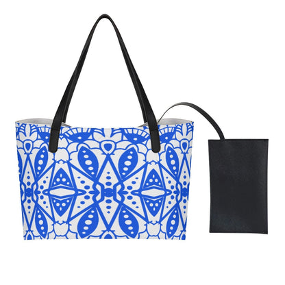 Yoycol U / White Shopping Tote Bag With Black Mini Purse