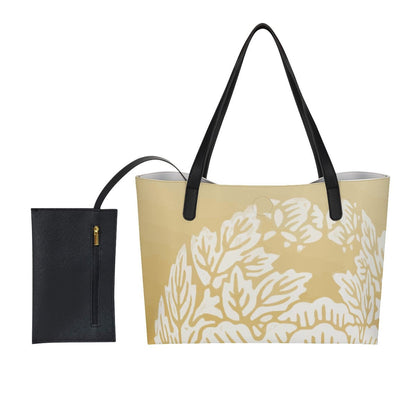 Yoycol U / White Shopping Tote Bag With Black Mini Purse