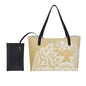 Yoycol U / White Shopping Tote Bag With Black Mini Purse