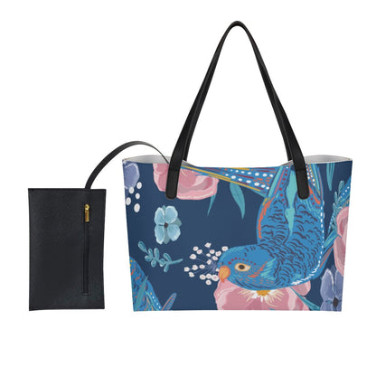 Yoycol U / White Shopping Tote Bag With Black Mini Purse