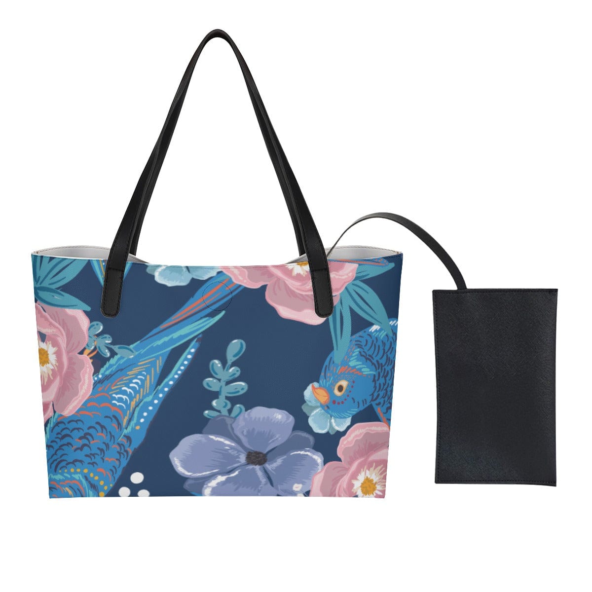 Yoycol U / White Shopping Tote Bag With Black Mini Purse