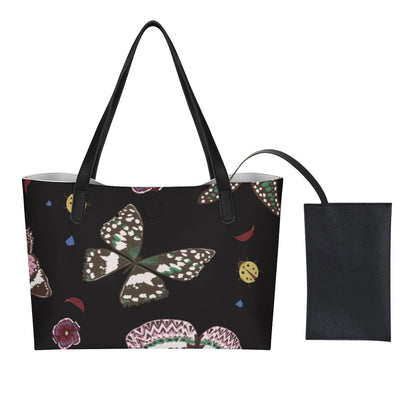 Yoycol U / White Shopping Tote Bag With Black Mini Purse