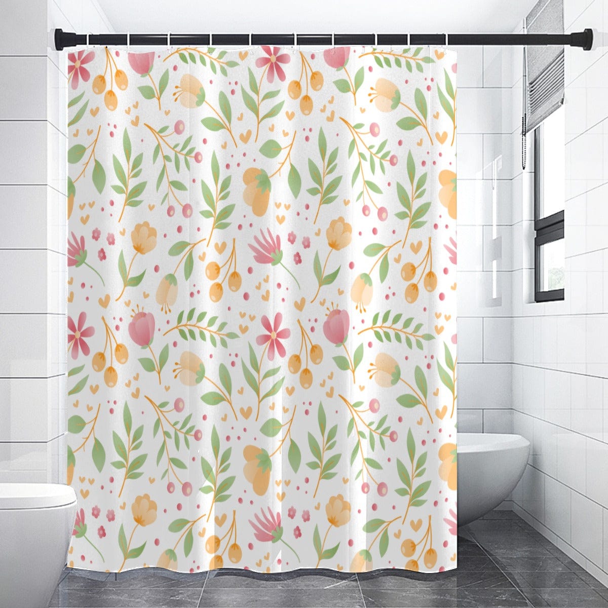 Yoycol Shower Curtain 150*180CM(59.1"*70.9") / White Spring Flowers Shower Curtains 150（gsm）