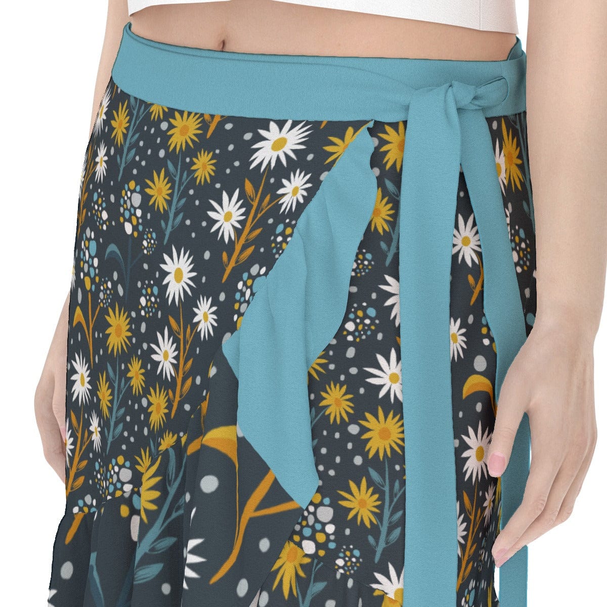 Yoycol Skirt 2XL / Deep Blue Blue Retro Floral - Women's Wrap Skirt