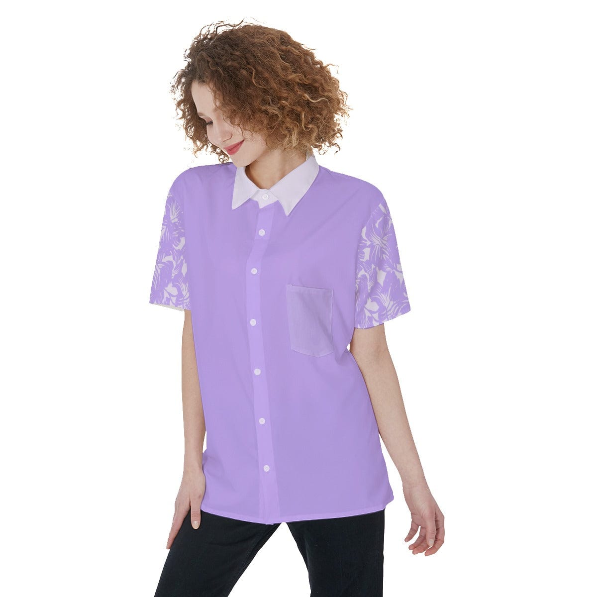 Yoycol Skirt Set 2XL / Lavender Hawaiian Lavender - Women's Short Sleeve Shirt With Pocket