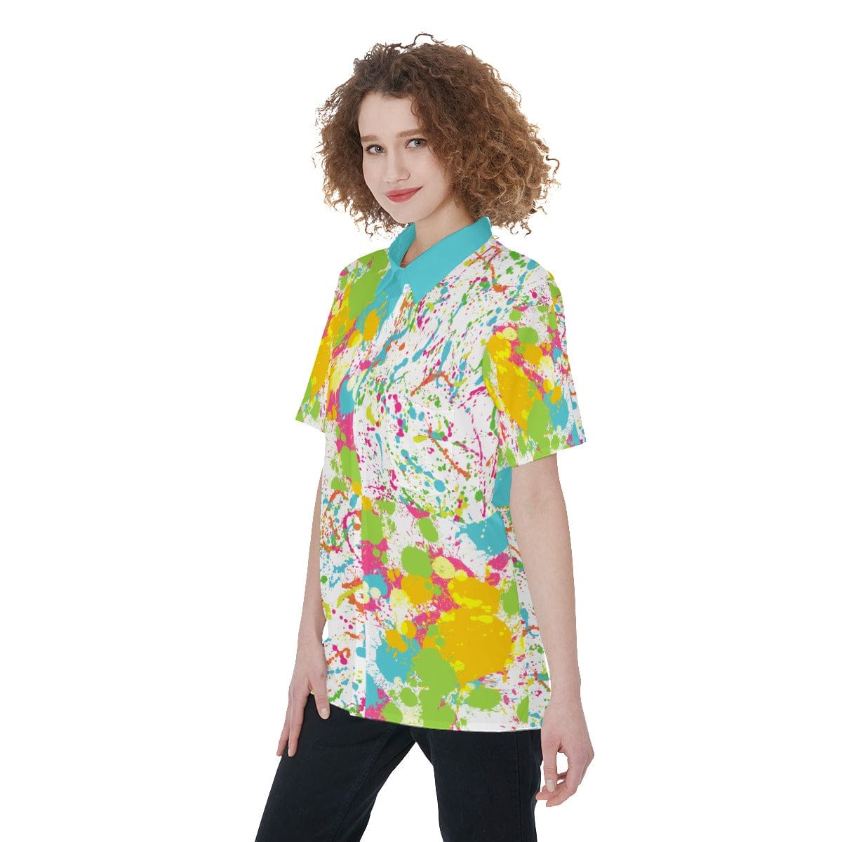 Yoycol Skirt Set Paint Splatter - Women's Short Sleeve Shirt With Pocket