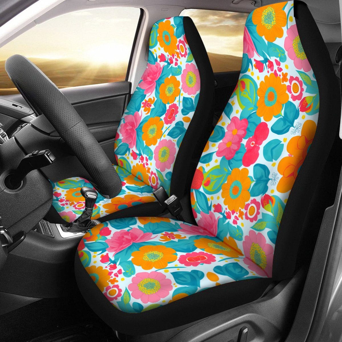 Yoycol U / White Summer Sun Floral - Universal Car Seat Cover With Thickened Back