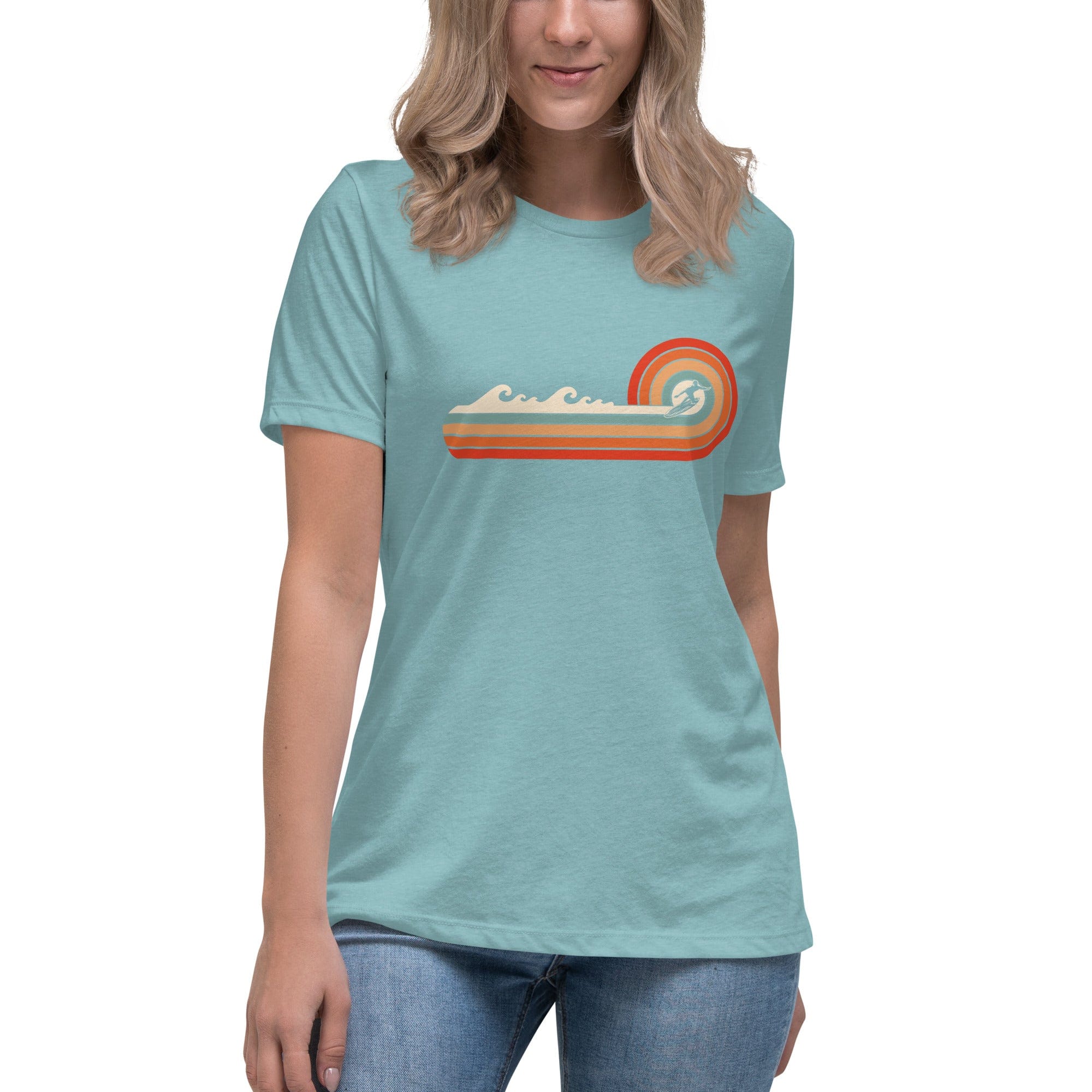Spruced Roost Heather Blue Lagoon / S Surfs Up - Women's Relaxed T-Shirt - S-3XL