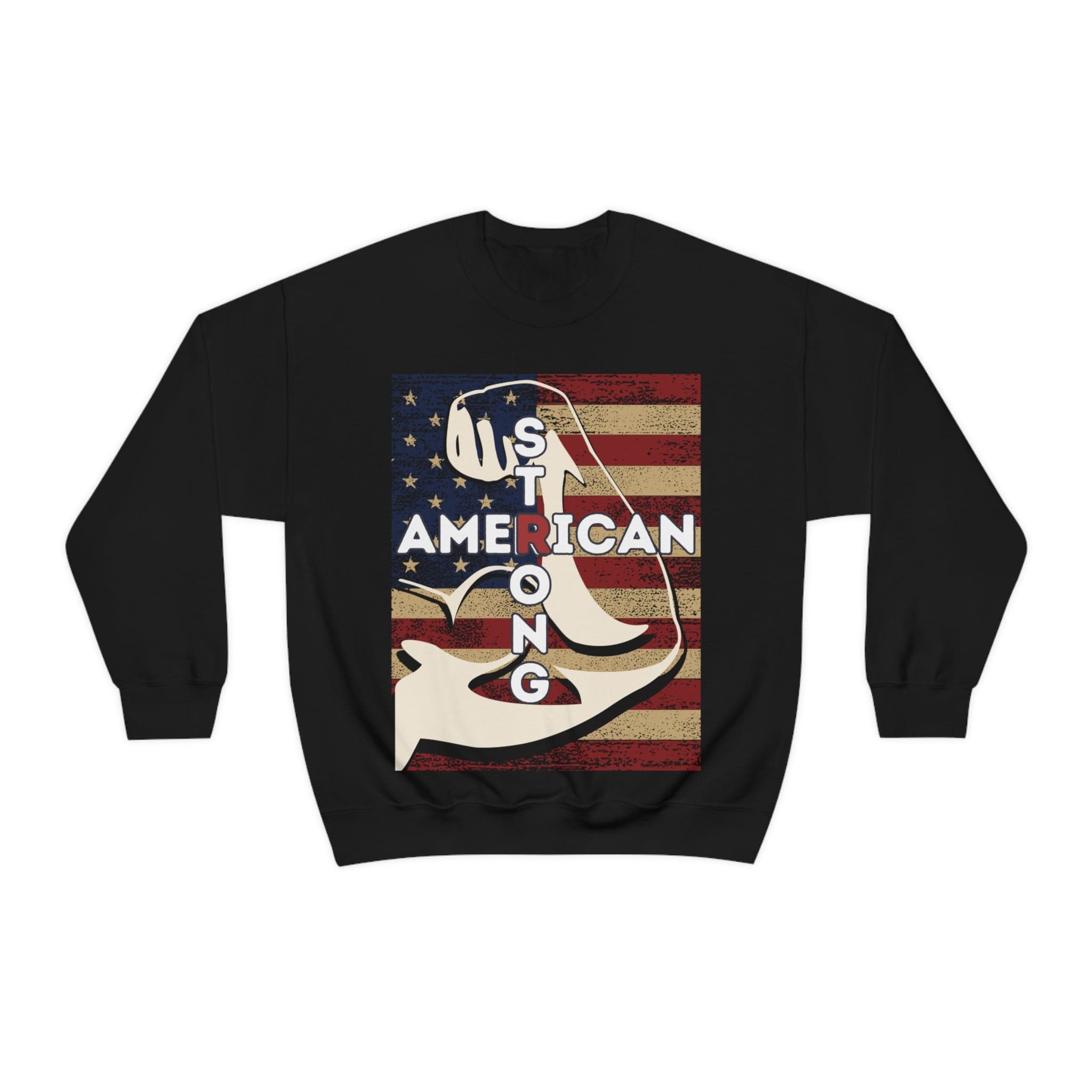 Printify Sweatshirt S / Black American Strong Unisex Heavy Blend™ Crewneck Sweatshirt