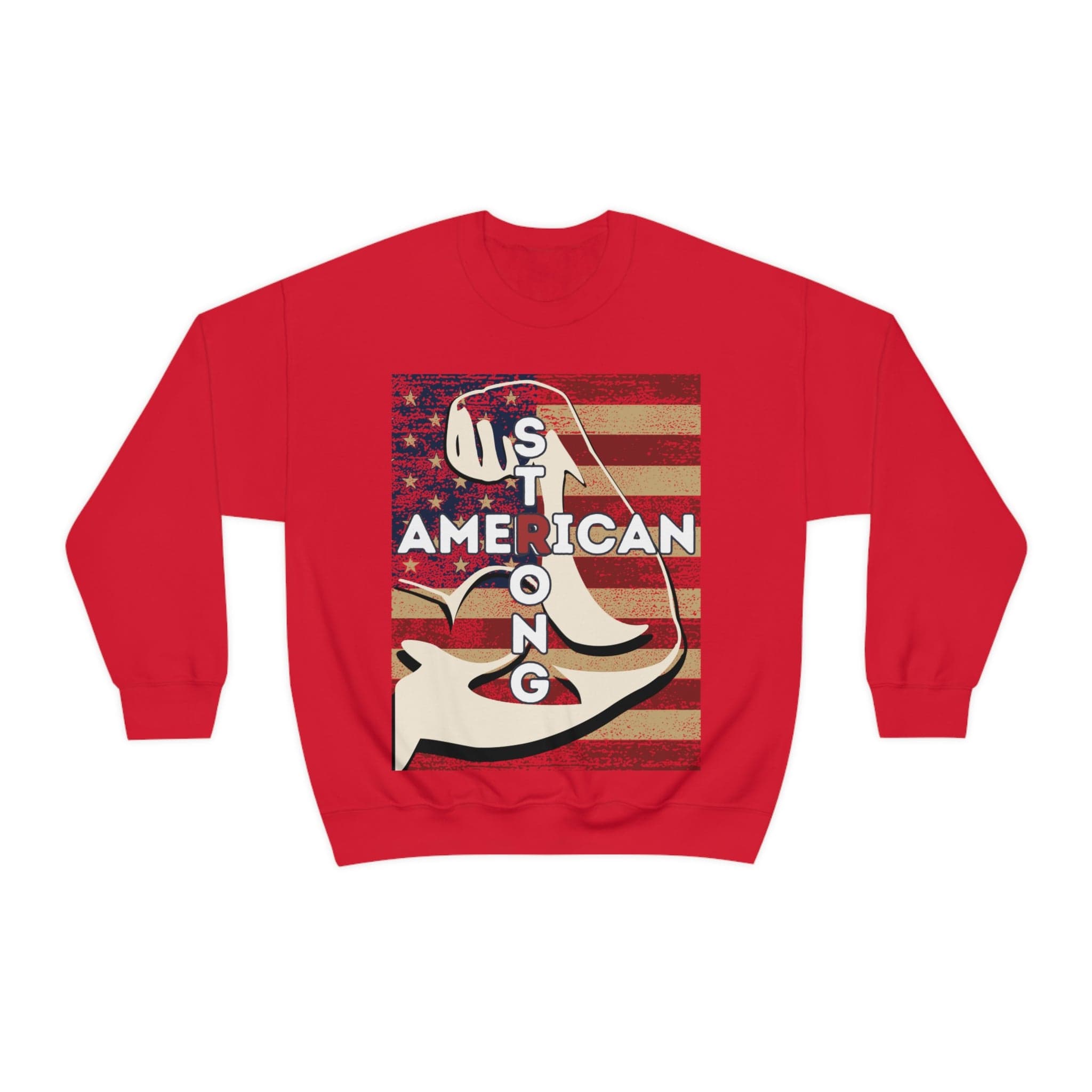 Printify Sweatshirt S / Red American Strong Unisex Heavy Blend™ Crewneck Sweatshirt