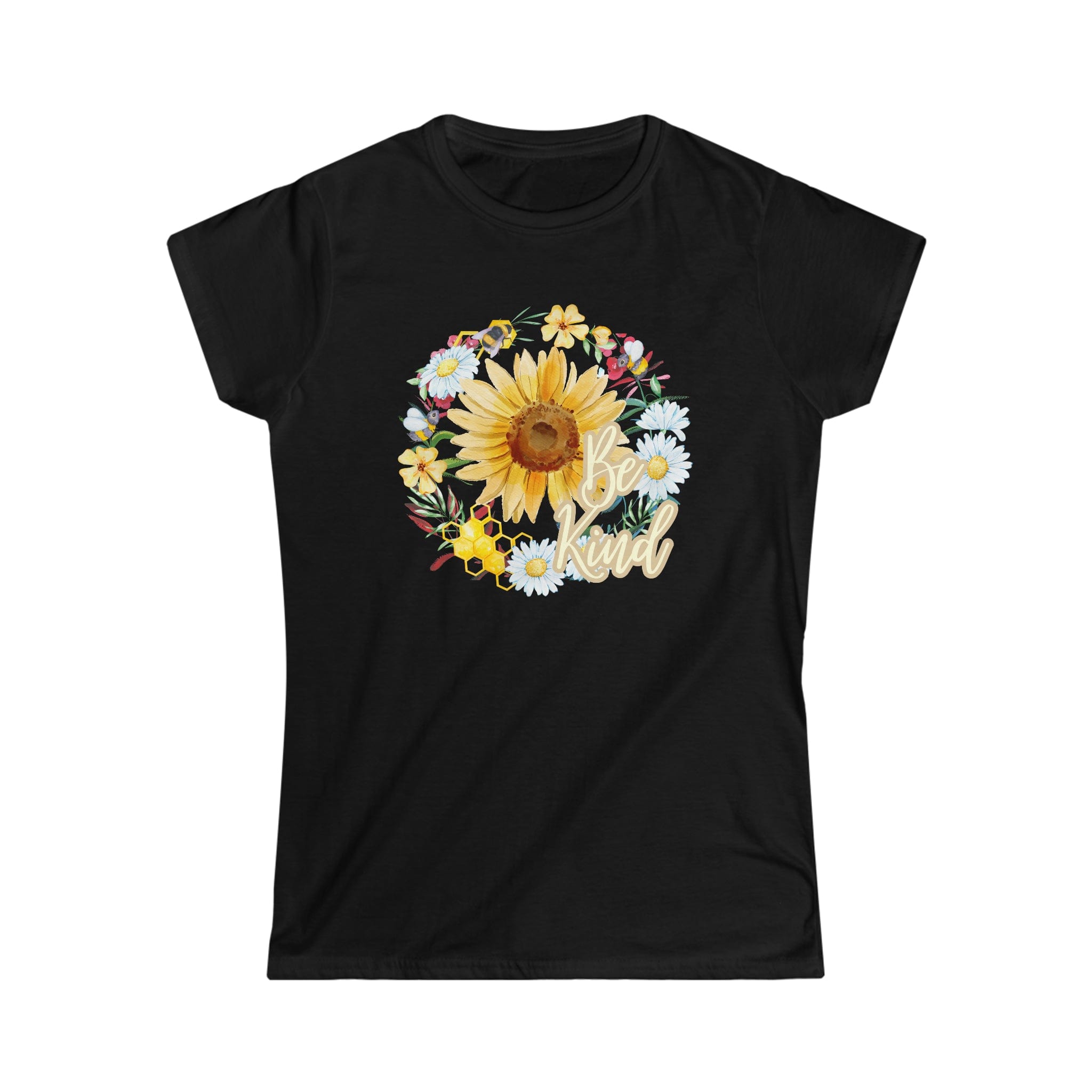 Printify T-Shirt Black / S Be Kind - Women's Softstyle Tee
