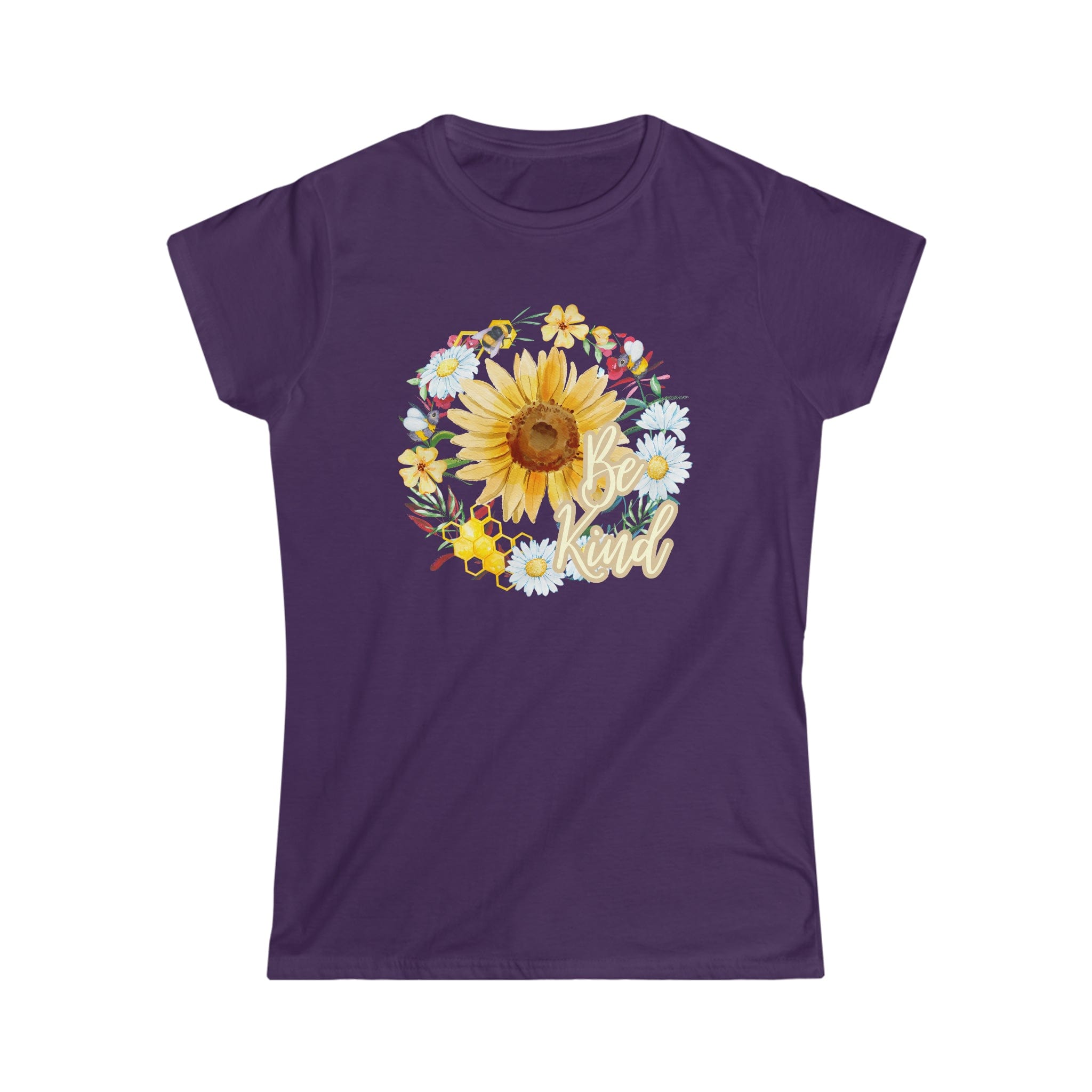 Printify T-Shirt Purple / S Be Kind - Women's Softstyle Tee