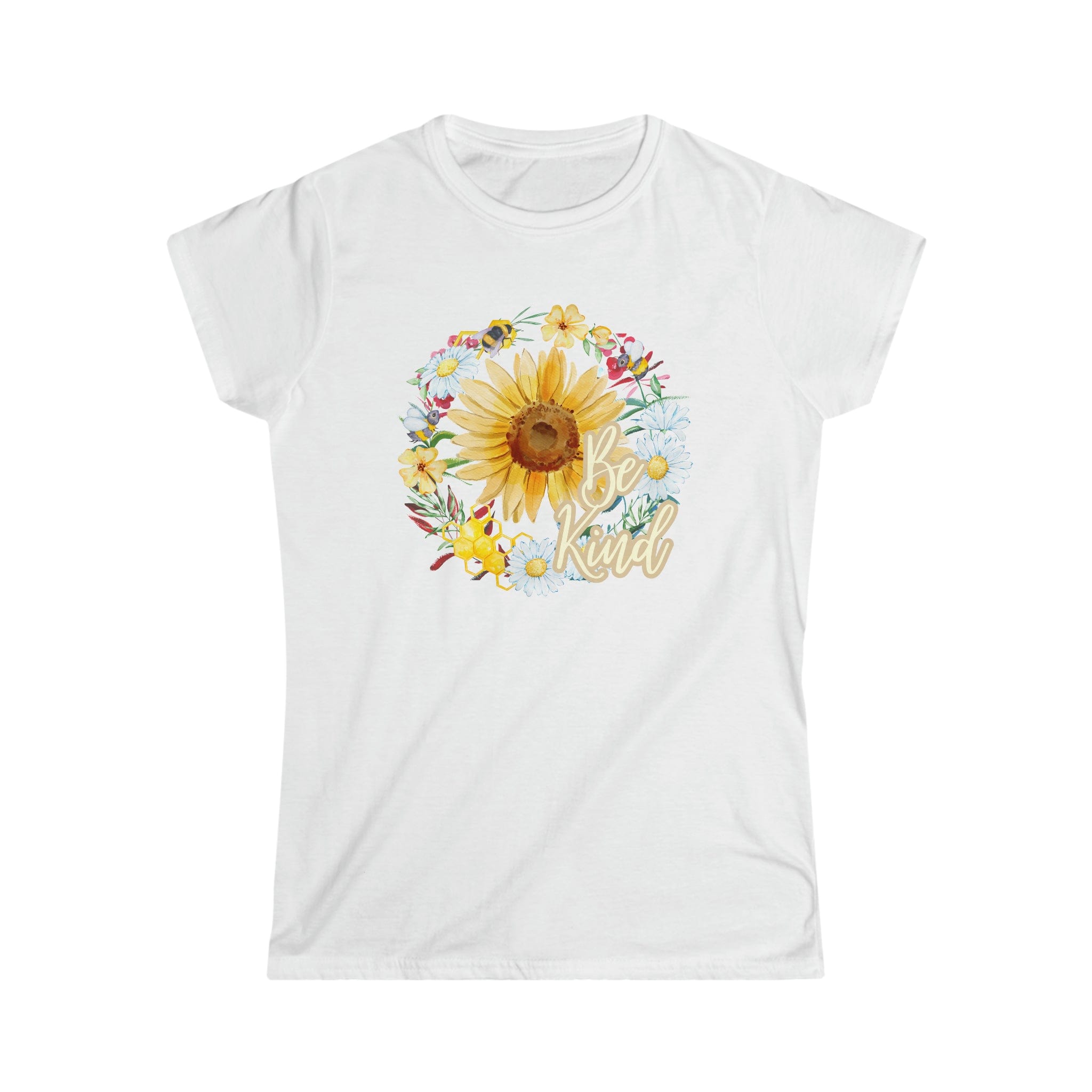 Printify T-Shirt White / S Be Kind - Women's Softstyle Tee