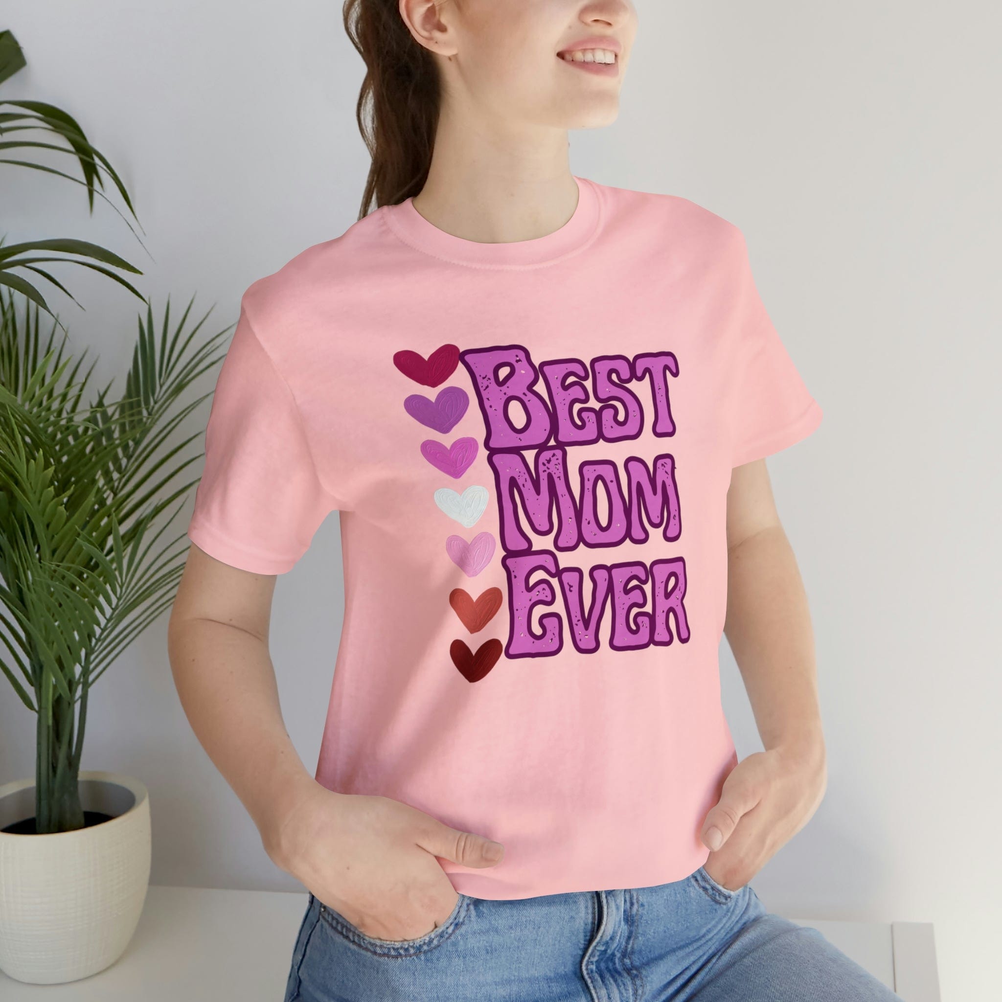Printify T-Shirt Pink / S Best Mom Ever - Jersey Short Sleeve Tee