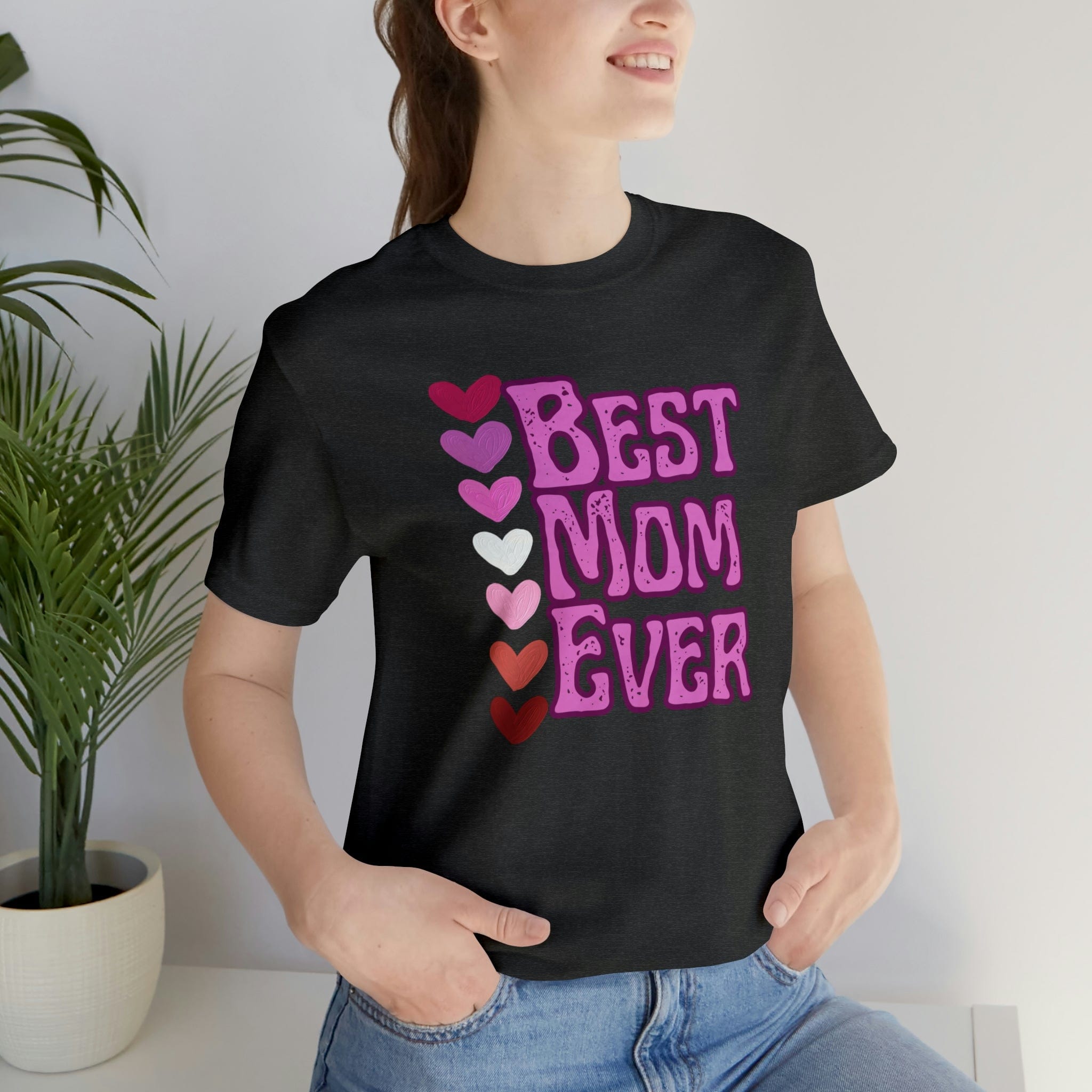 Printify T-Shirt Dark Grey Heather / S Best Mom Ever - Jersey Short Sleeve Tee