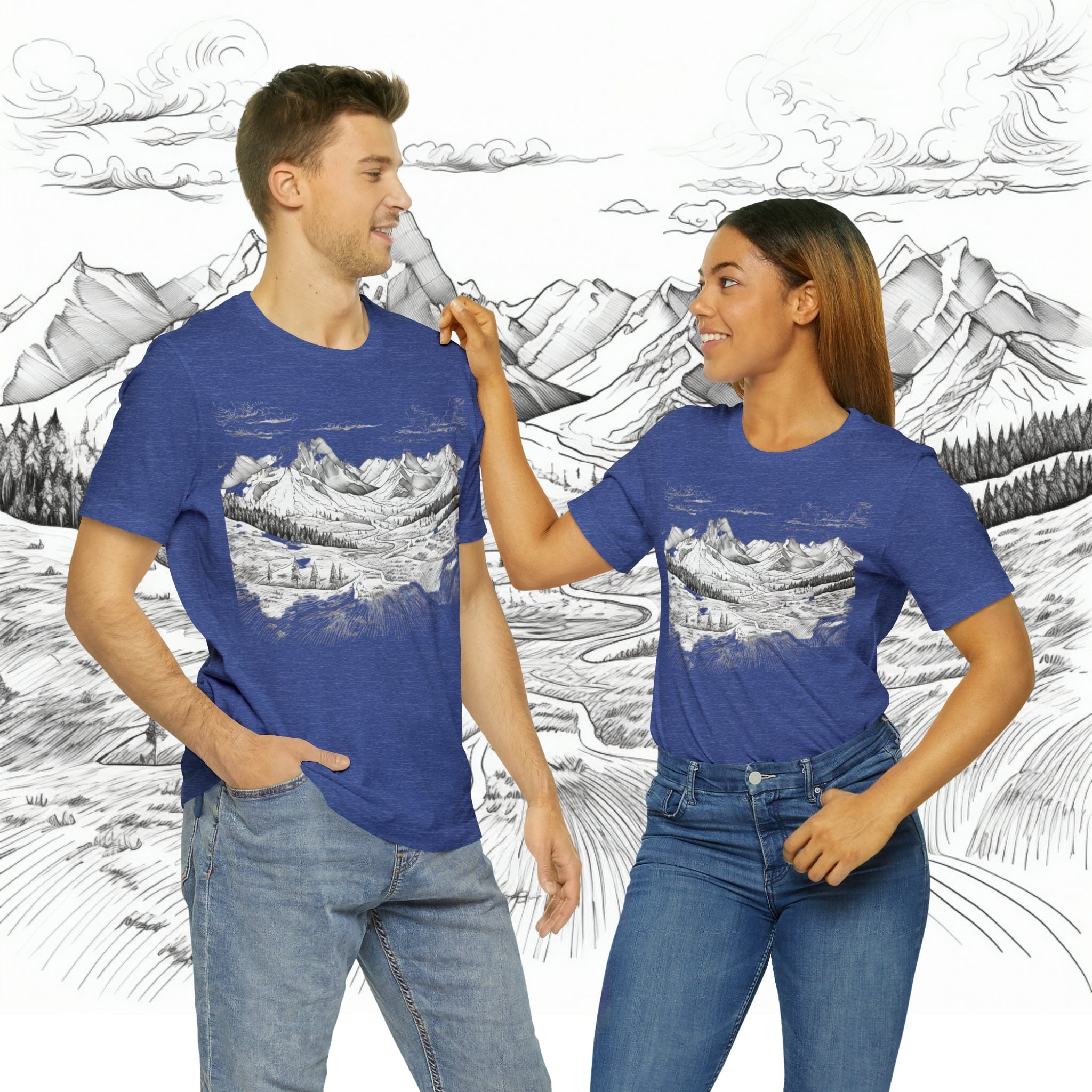 Printify T-Shirt Heather True Royal / S Chugach Valley Alaskan Wilderness - Unisex Jersey Short Sleeve Tee