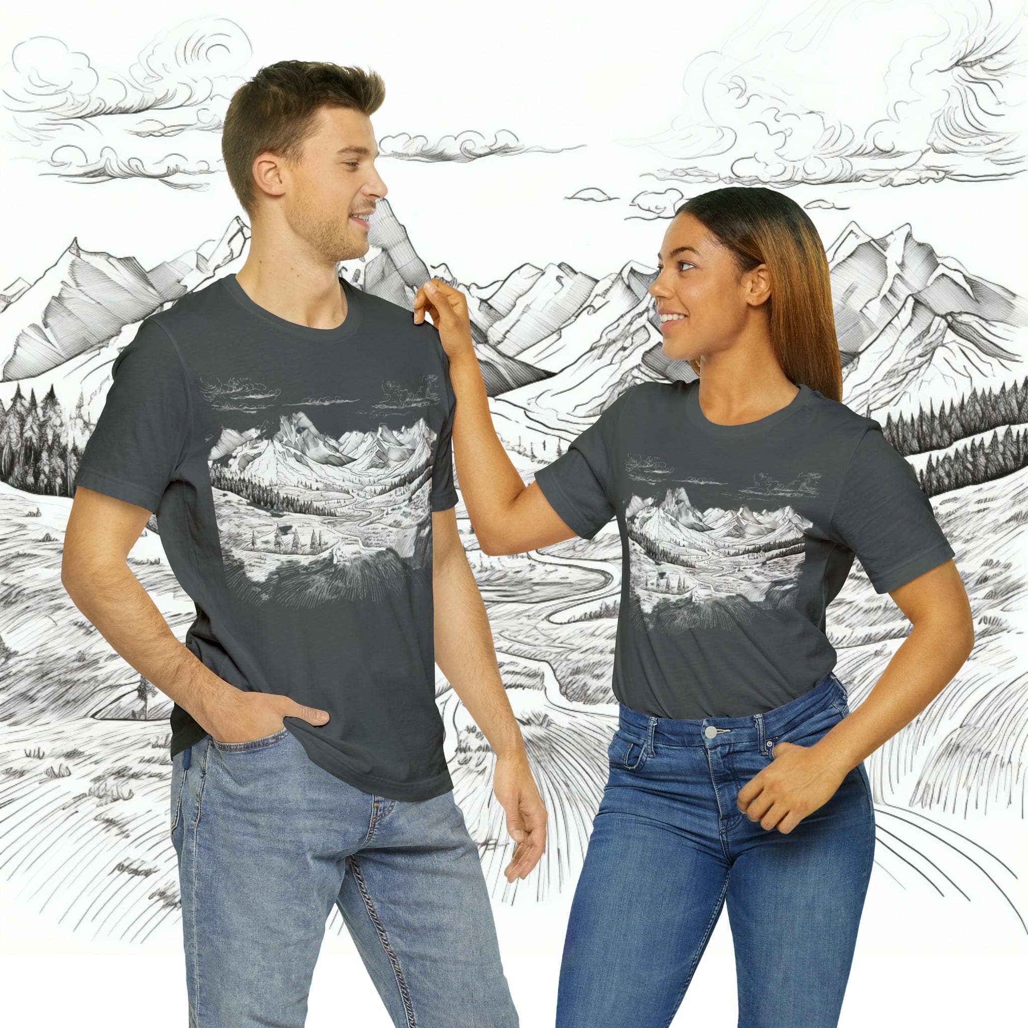 Printify T-Shirt Asphalt / S Chugach Valley Alaskan Wilderness - Unisex Jersey Short Sleeve Tee