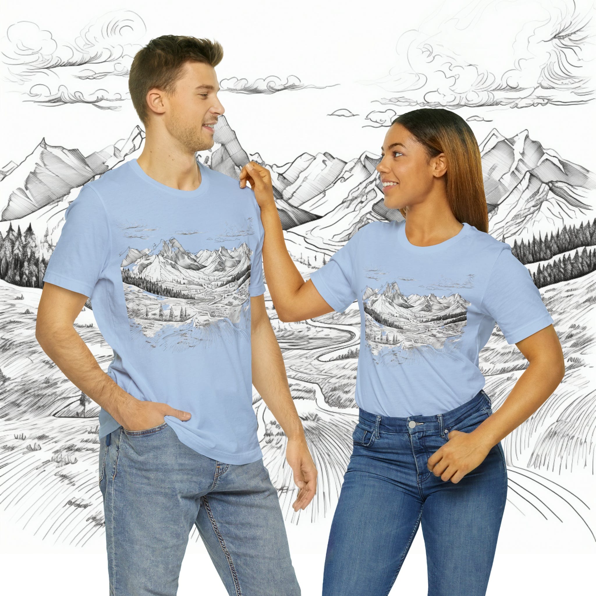 Printify T-Shirt Baby Blue / S Chugach Valley Alaskan Wilderness - Unisex Jersey Short Sleeve Tee