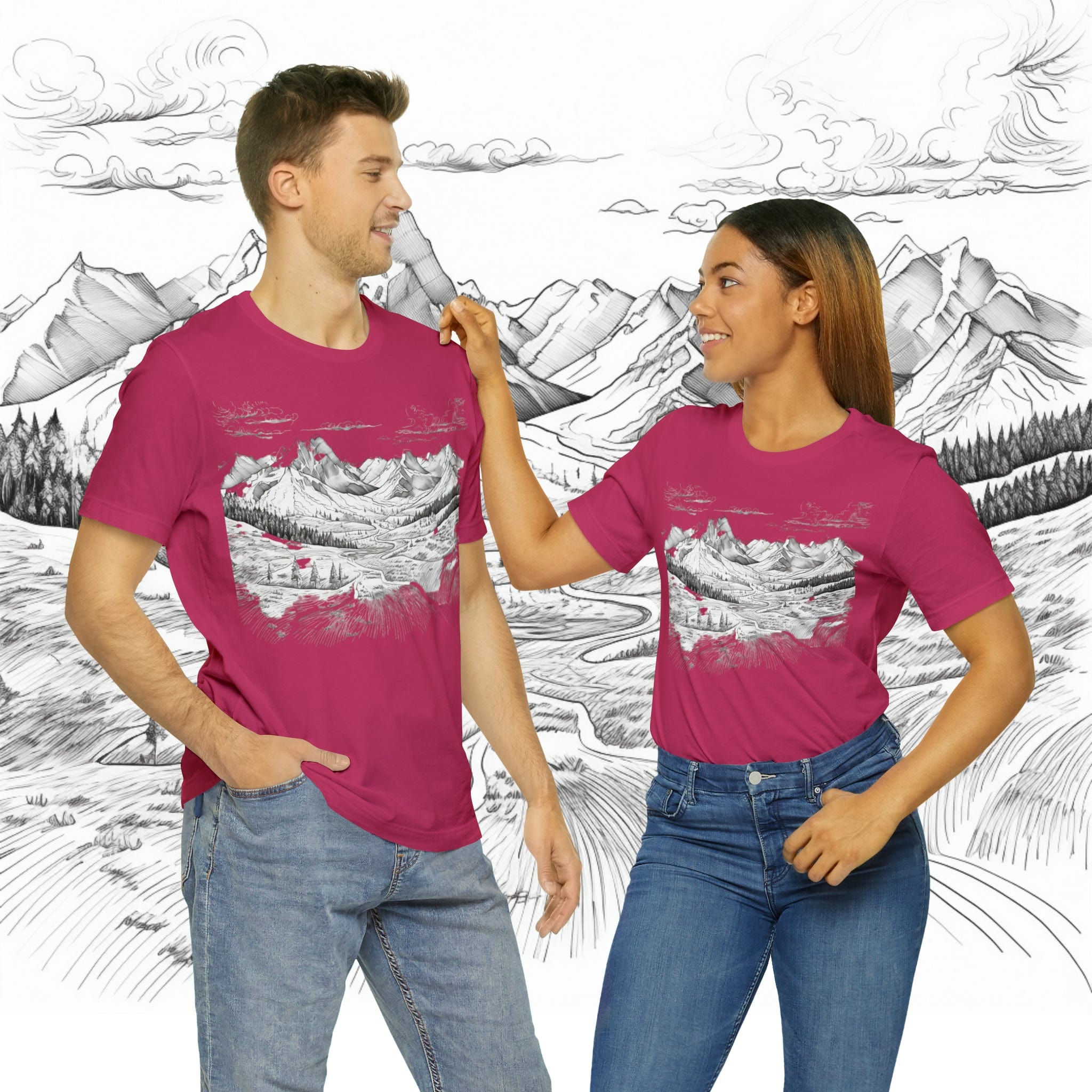 Printify T-Shirt Berry / S Chugach Valley Alaskan Wilderness - Unisex Jersey Short Sleeve Tee