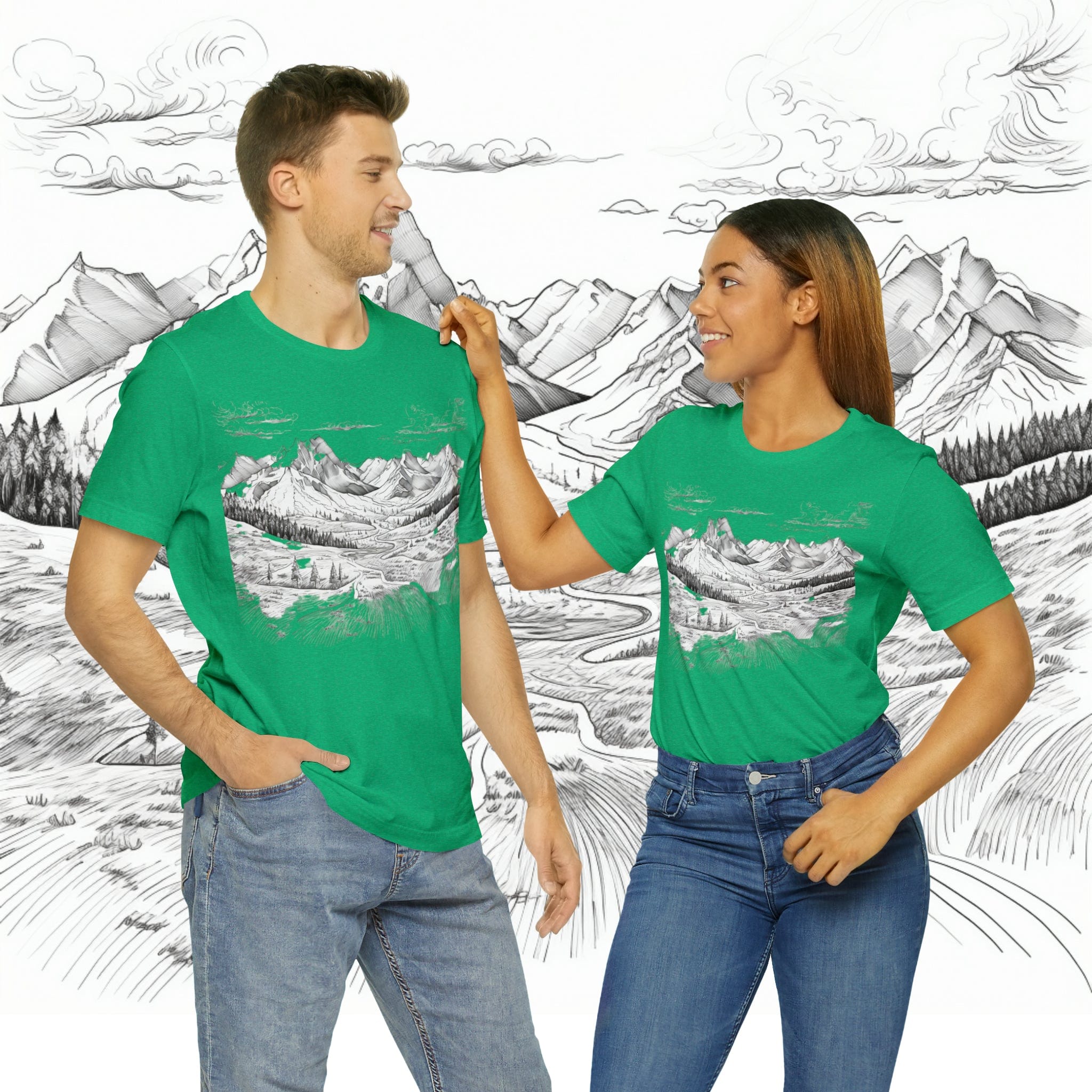 Printify T-Shirt Heather Kelly / S Chugach Valley Alaskan Wilderness - Unisex Jersey Short Sleeve Tee