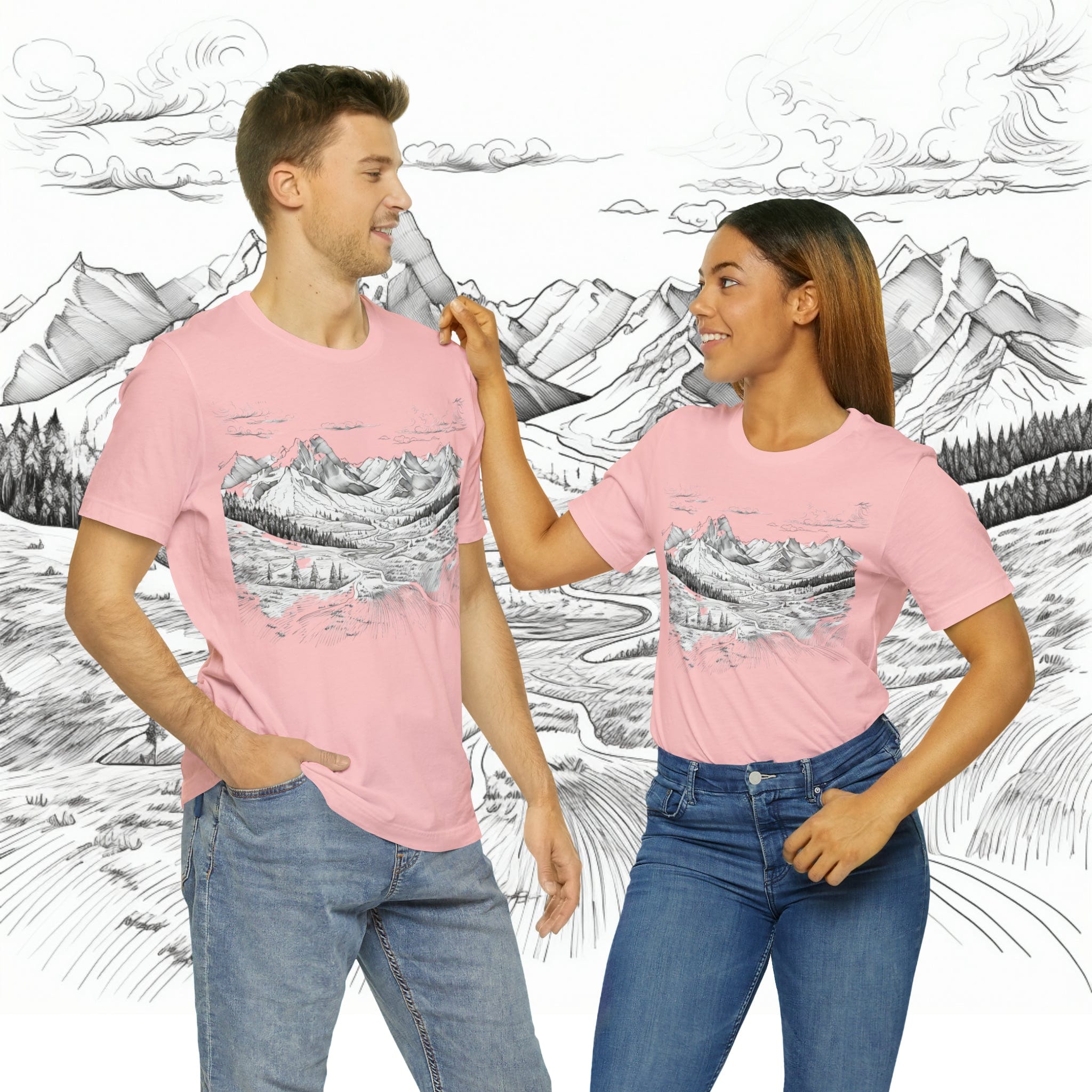 Printify T-Shirt Pink / S Chugach Valley Alaskan Wilderness - Unisex Jersey Short Sleeve Tee