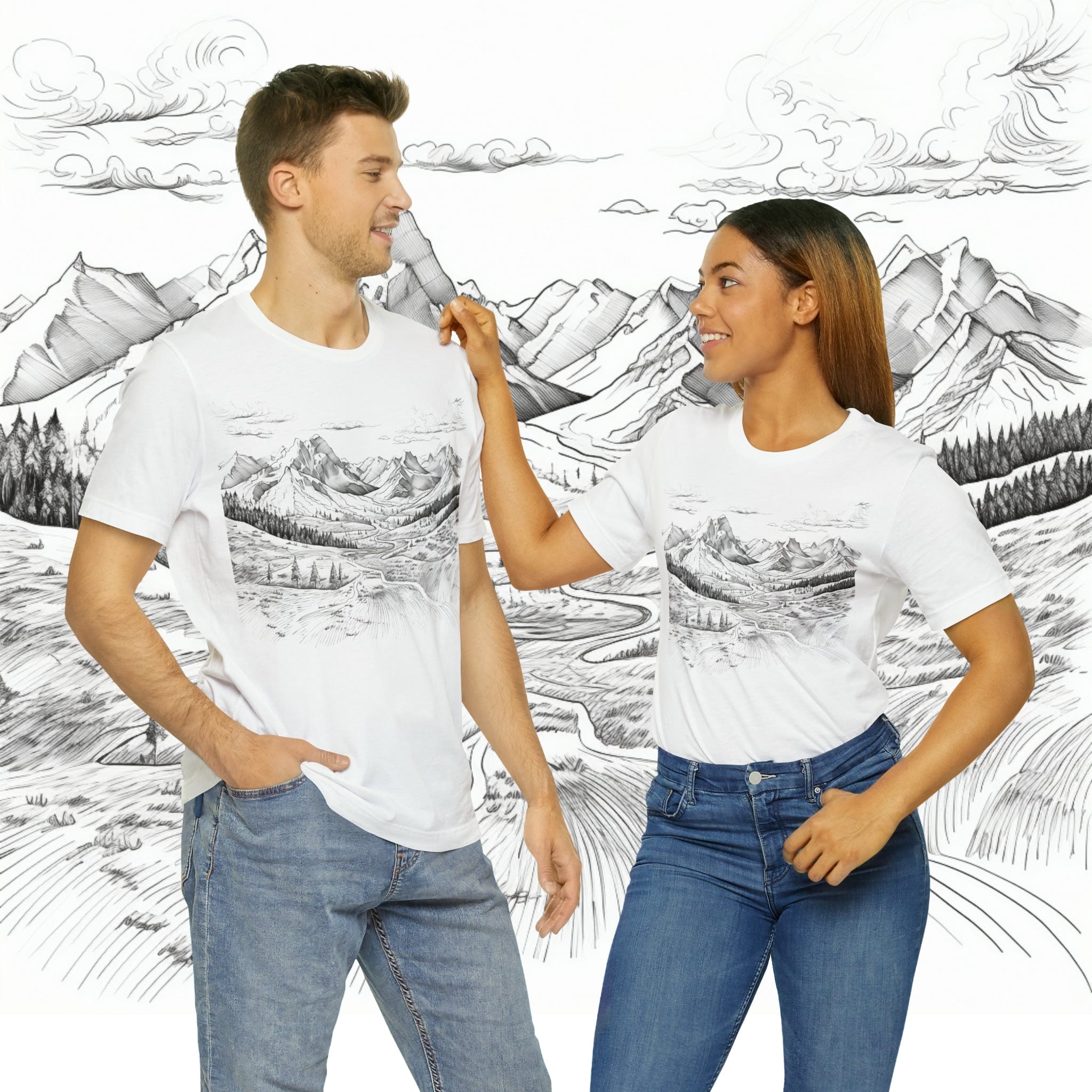 Printify T-Shirt White / S Chugach Valley Alaskan Wilderness - Unisex Jersey Short Sleeve Tee