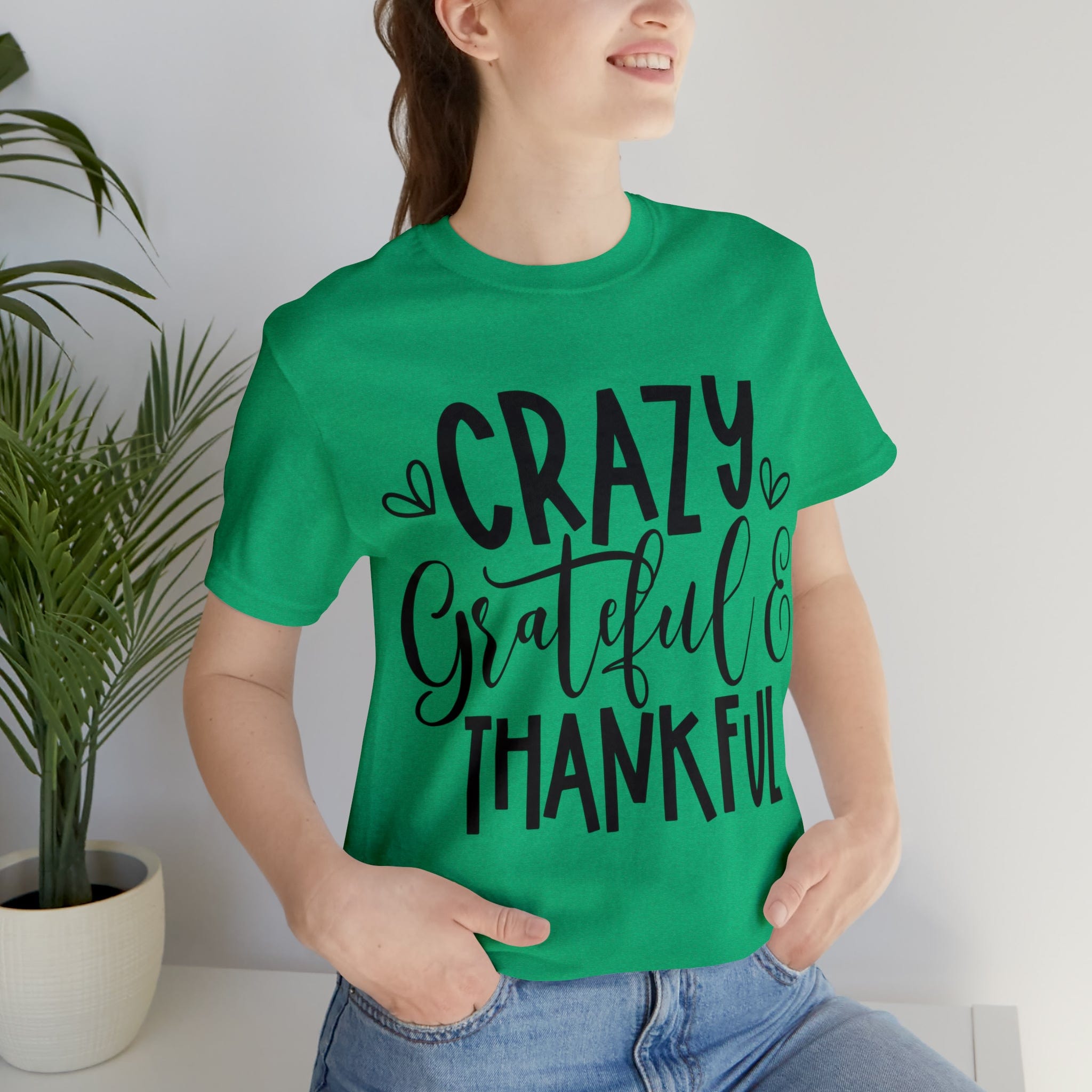 Printify T-Shirt Crazy Grateful Thankful - Unisex Jersey Short Sleeve Tee