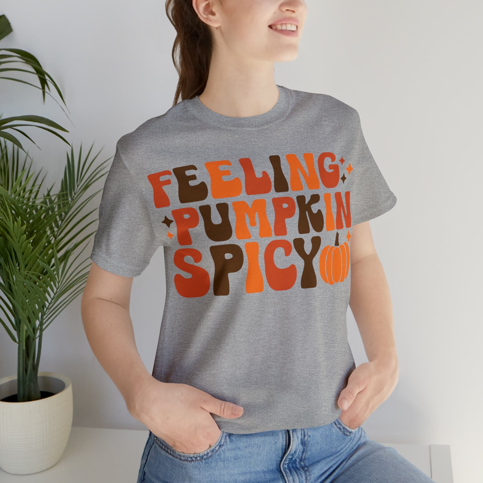 Printify T-Shirt Athletic Heather / S Feeling Pumpkin Spicy  - Unisex Jersey Short Sleeve Tee