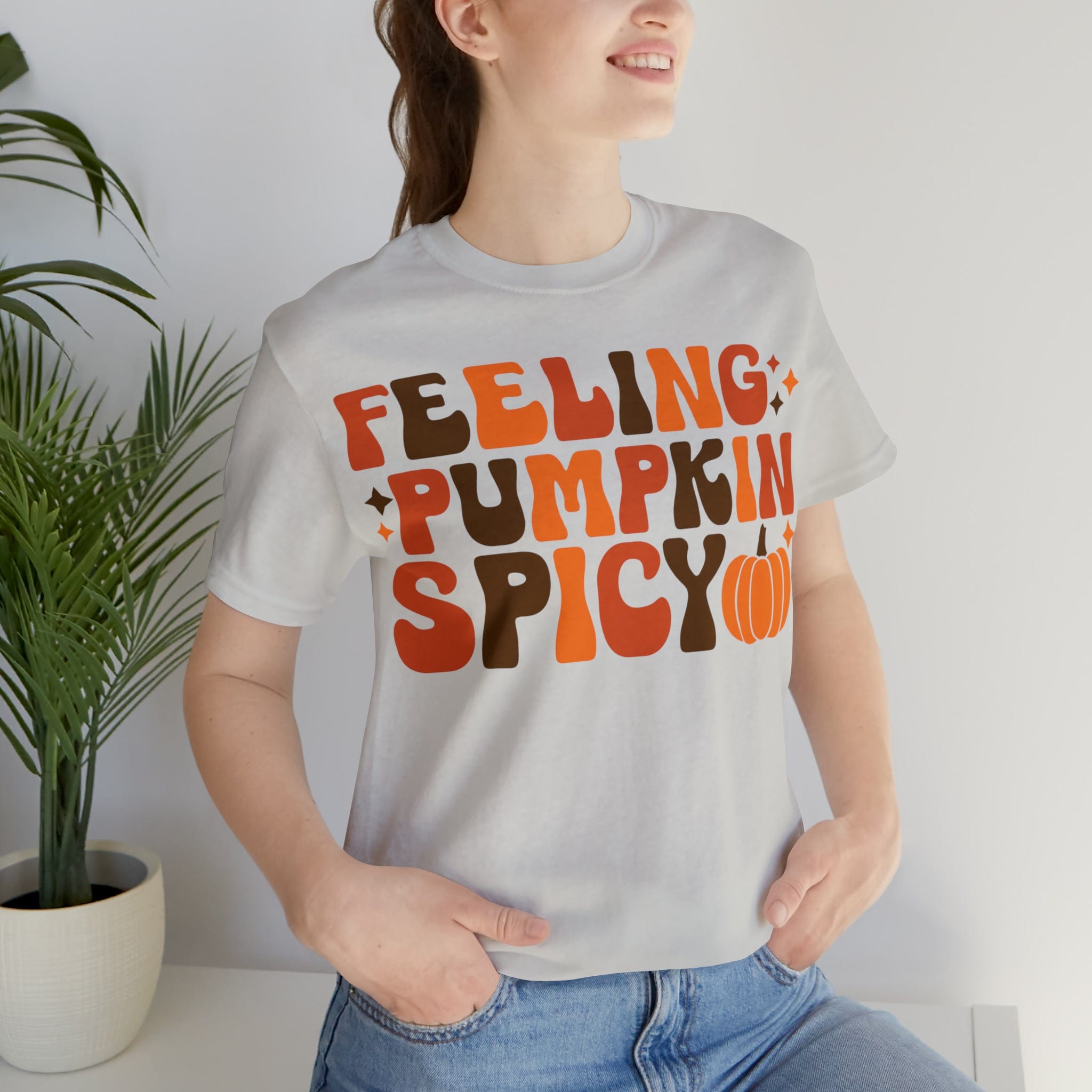 Printify T-Shirt Silver / S Feeling Pumpkin Spicy  - Unisex Jersey Short Sleeve Tee