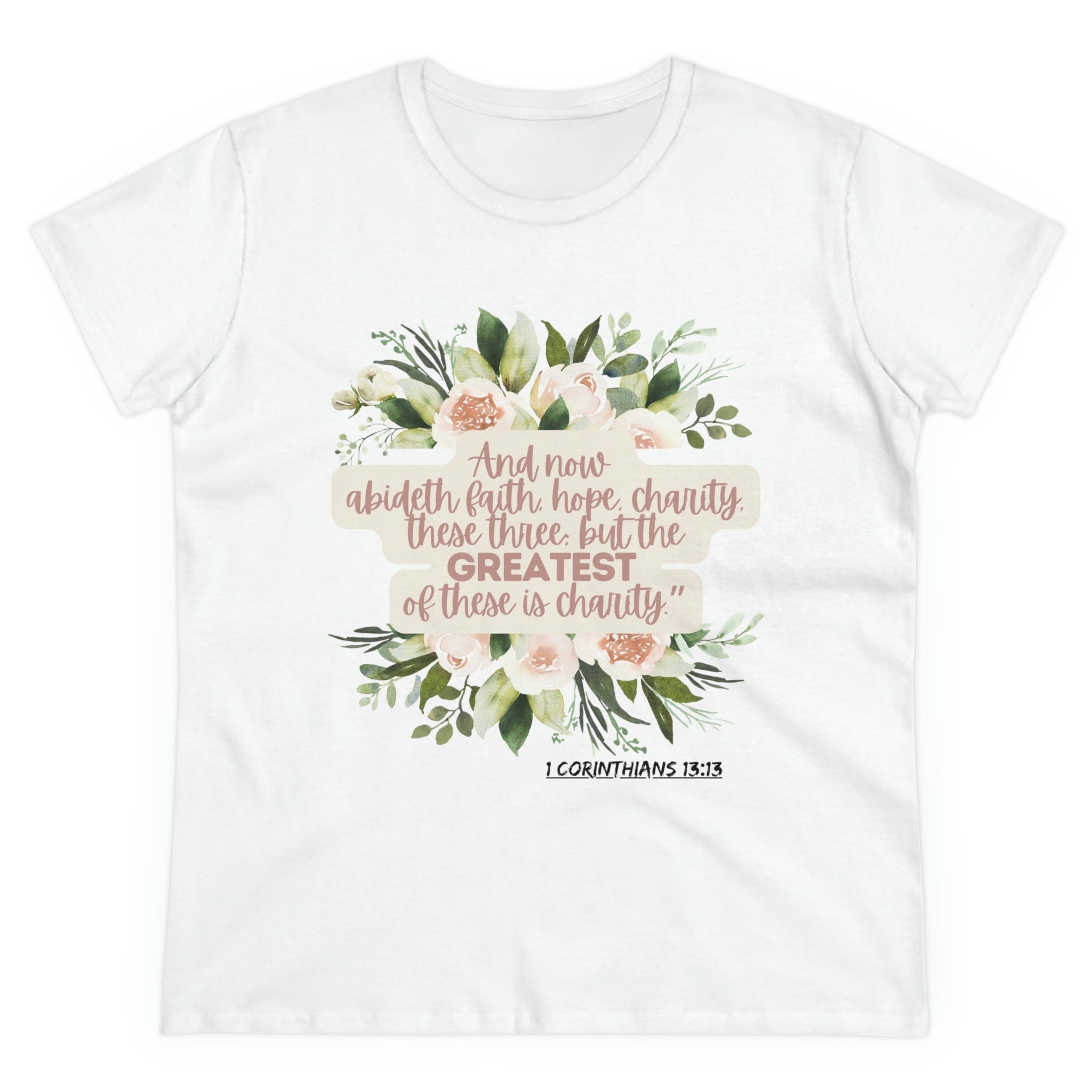 Printify T-Shirt White / S Greatest is Love - Women's Midweight Cotton Tee