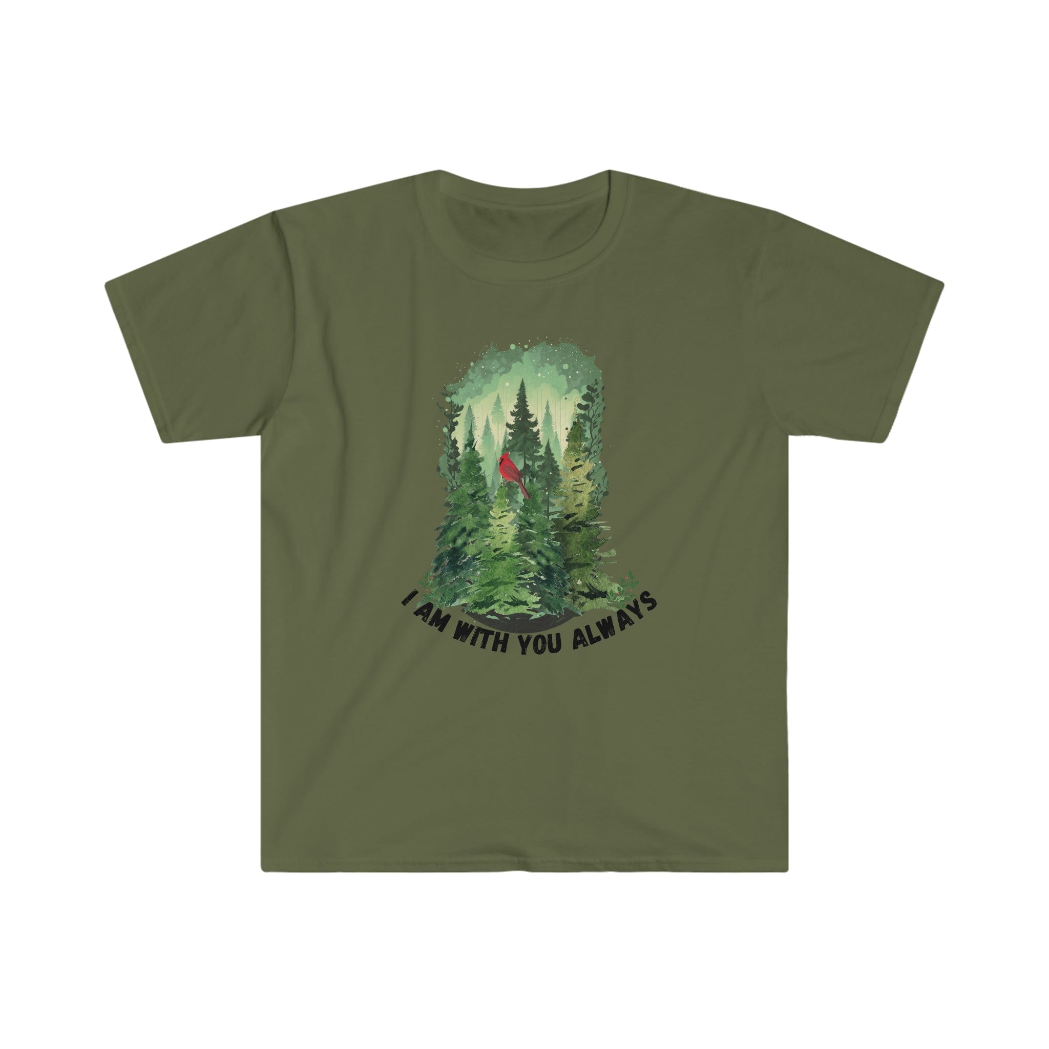 Printify T-Shirt Military Green / S I am with you Always Trees - Unisex Softstyle T-Shirt