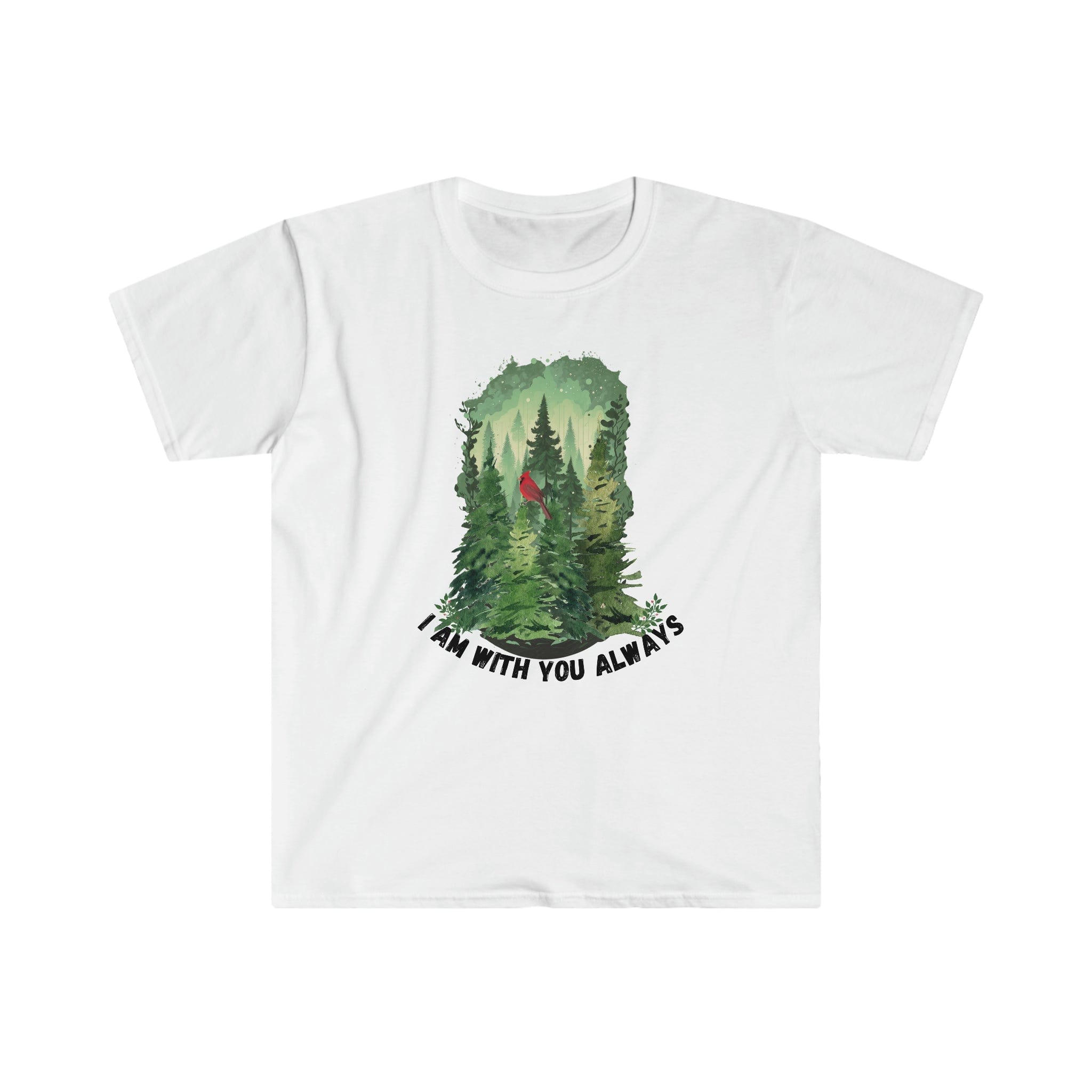 Printify T-Shirt White / S I am with you Always Trees - Unisex Softstyle T-Shirt