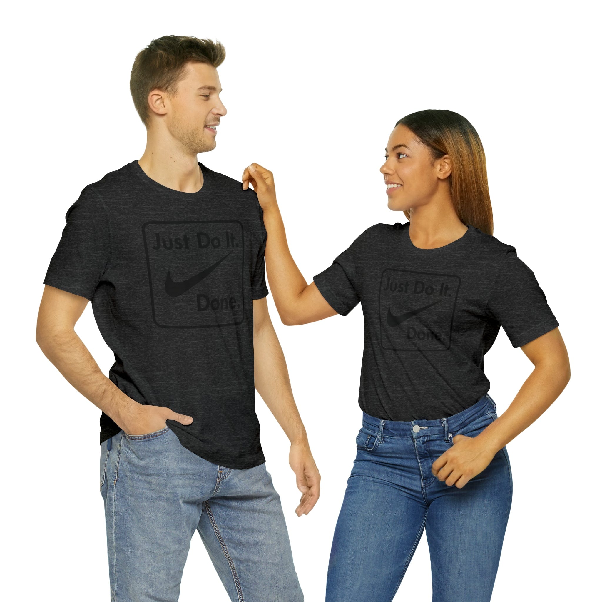 Printify T-Shirt Dark Grey Heather / S Just Do It - Done - Jersey Short Sleeve Tee