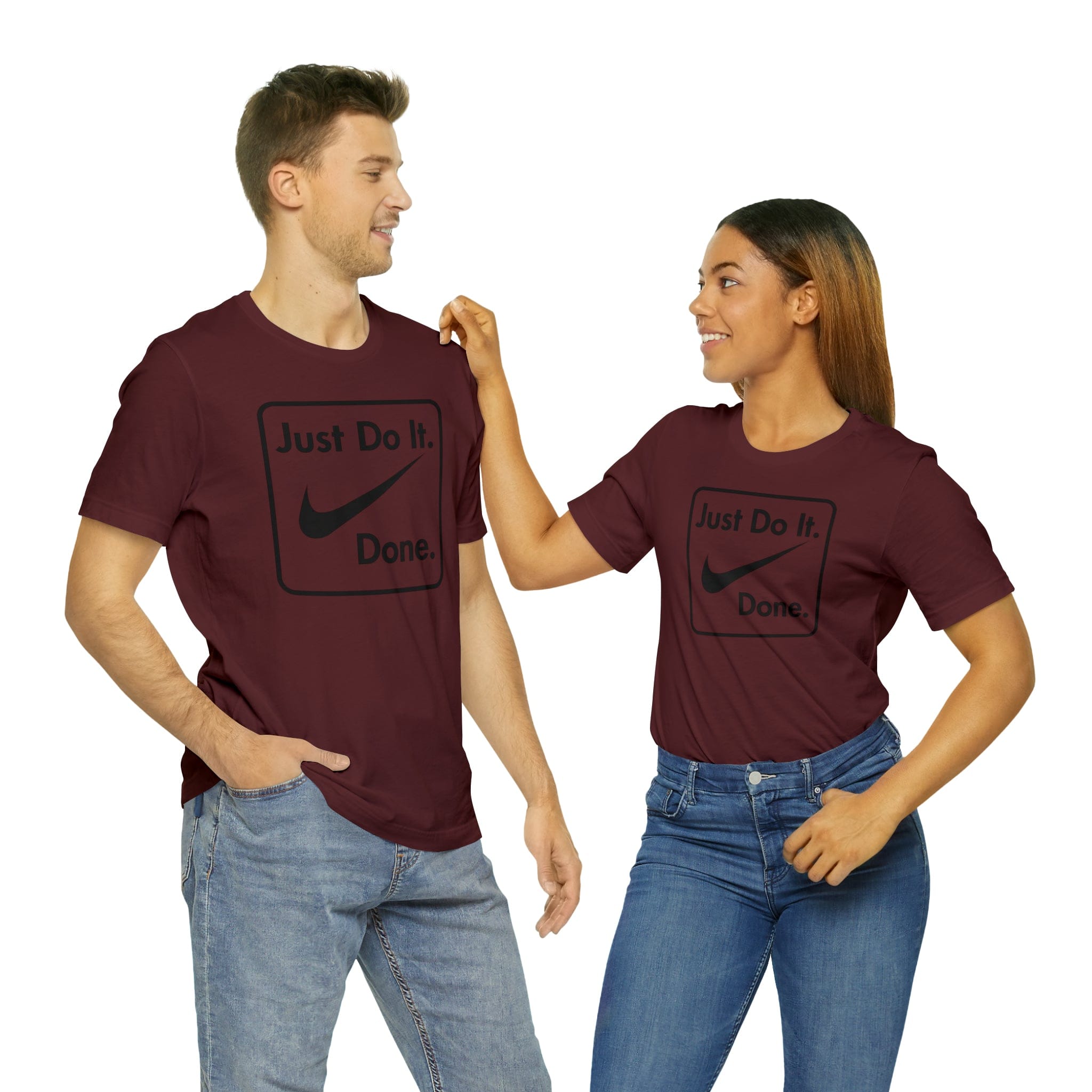 Printify T-Shirt Maroon / S Just Do It - Done - Jersey Short Sleeve Tee