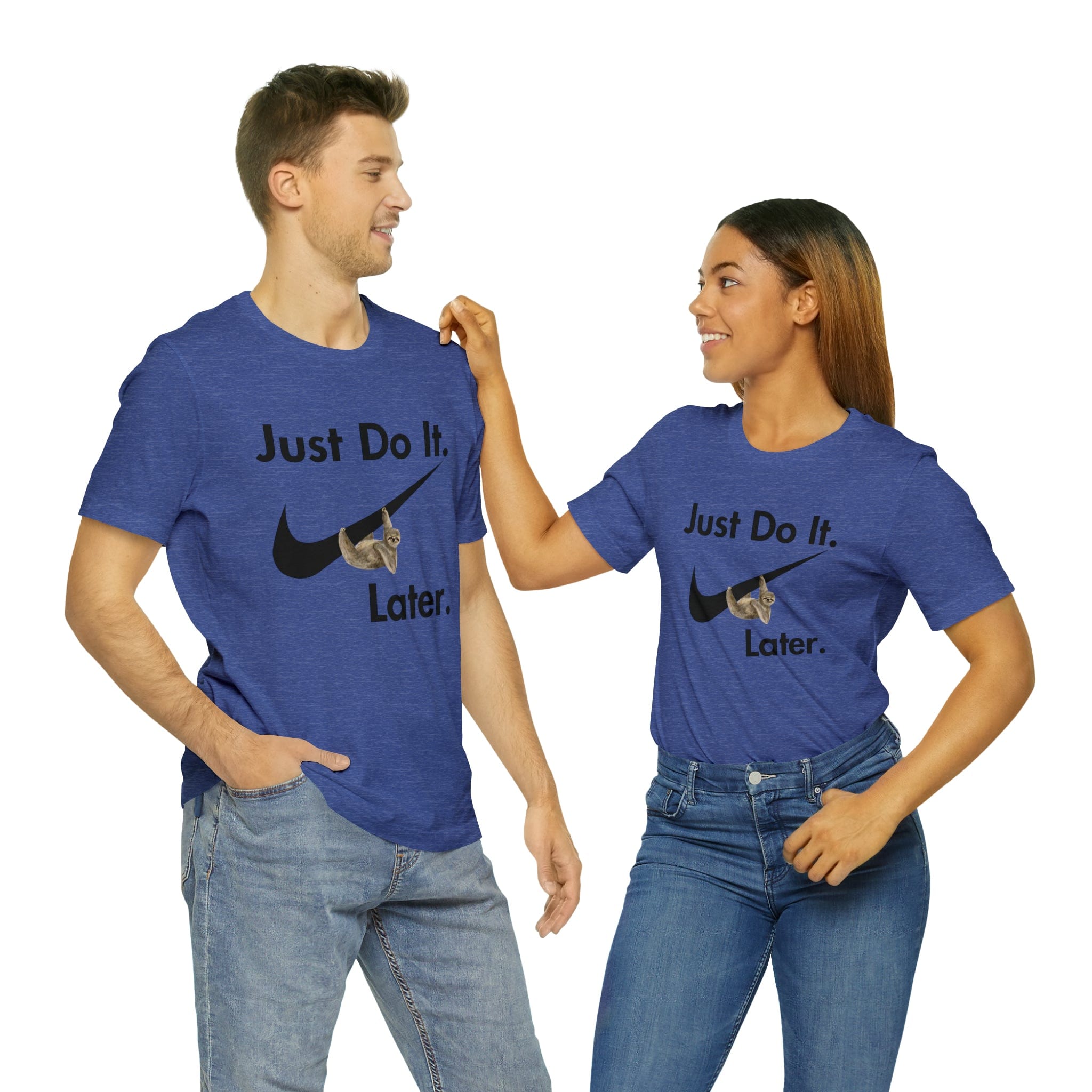 Printify T-Shirt Heather True Royal / S Just Do It later Sloth  - Jersey Short Sleeve Tee