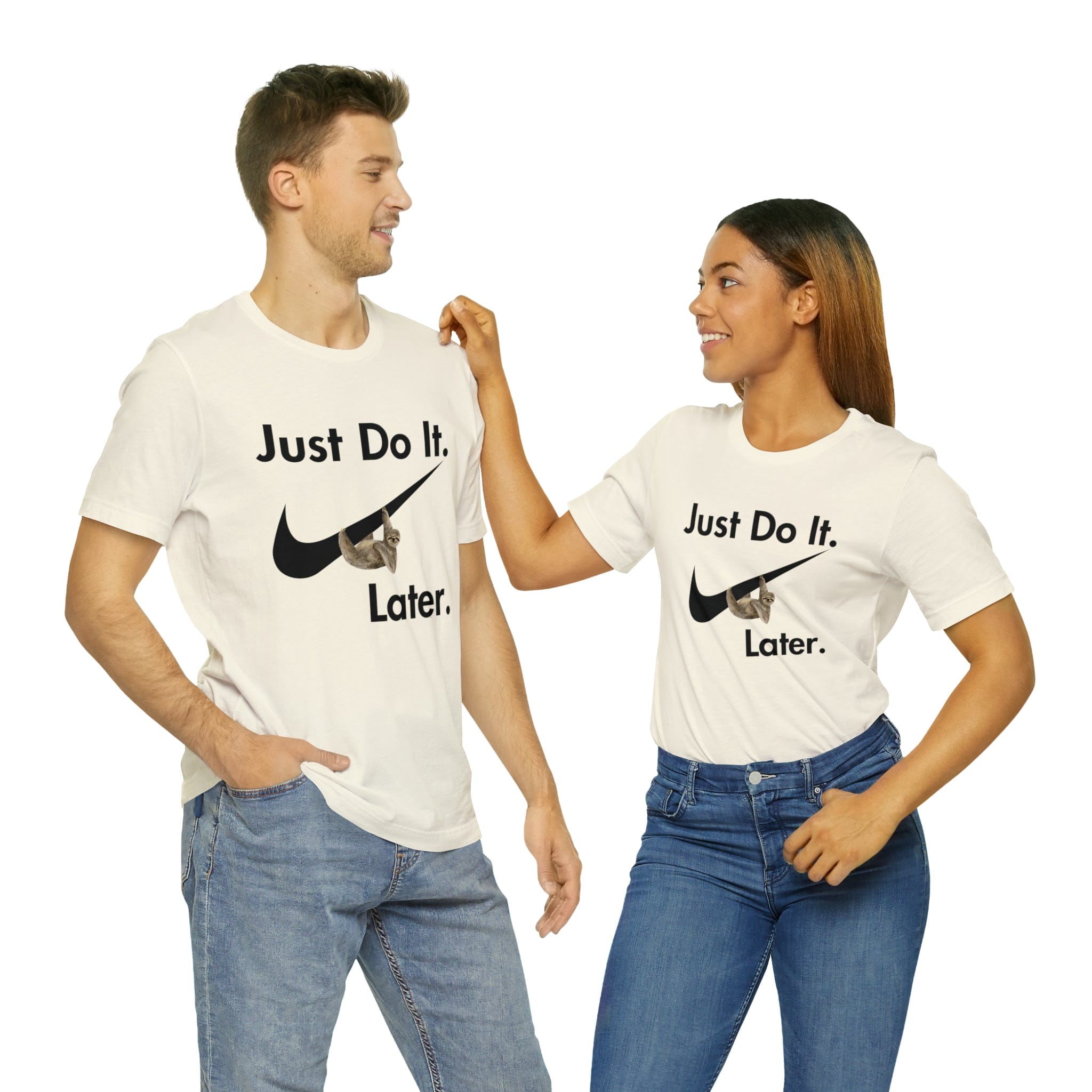 Printify T-Shirt Natural / S Just Do It later Sloth  - Jersey Short Sleeve Tee