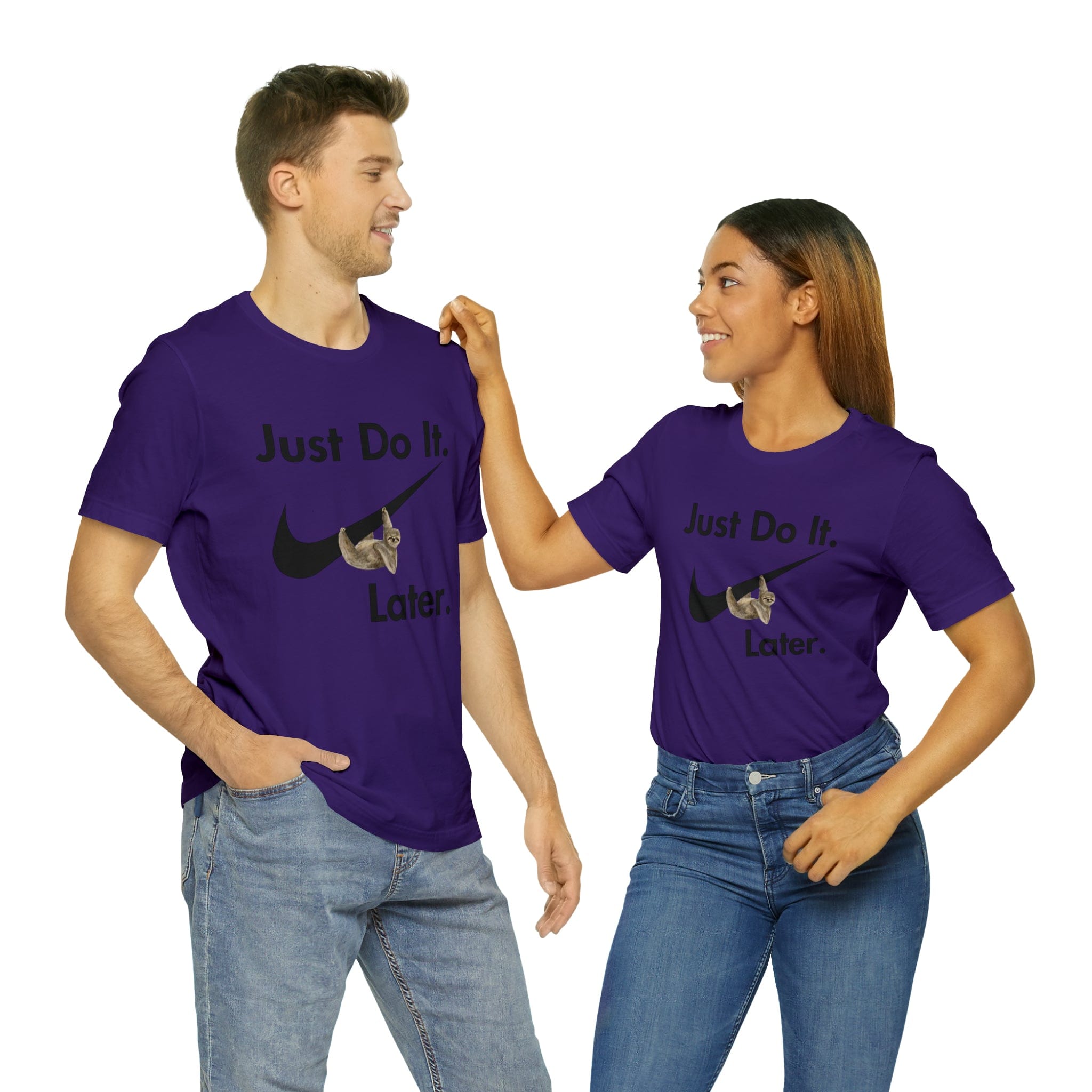 Printify T-Shirt Team Purple / S Just Do It later Sloth  - Jersey Short Sleeve Tee