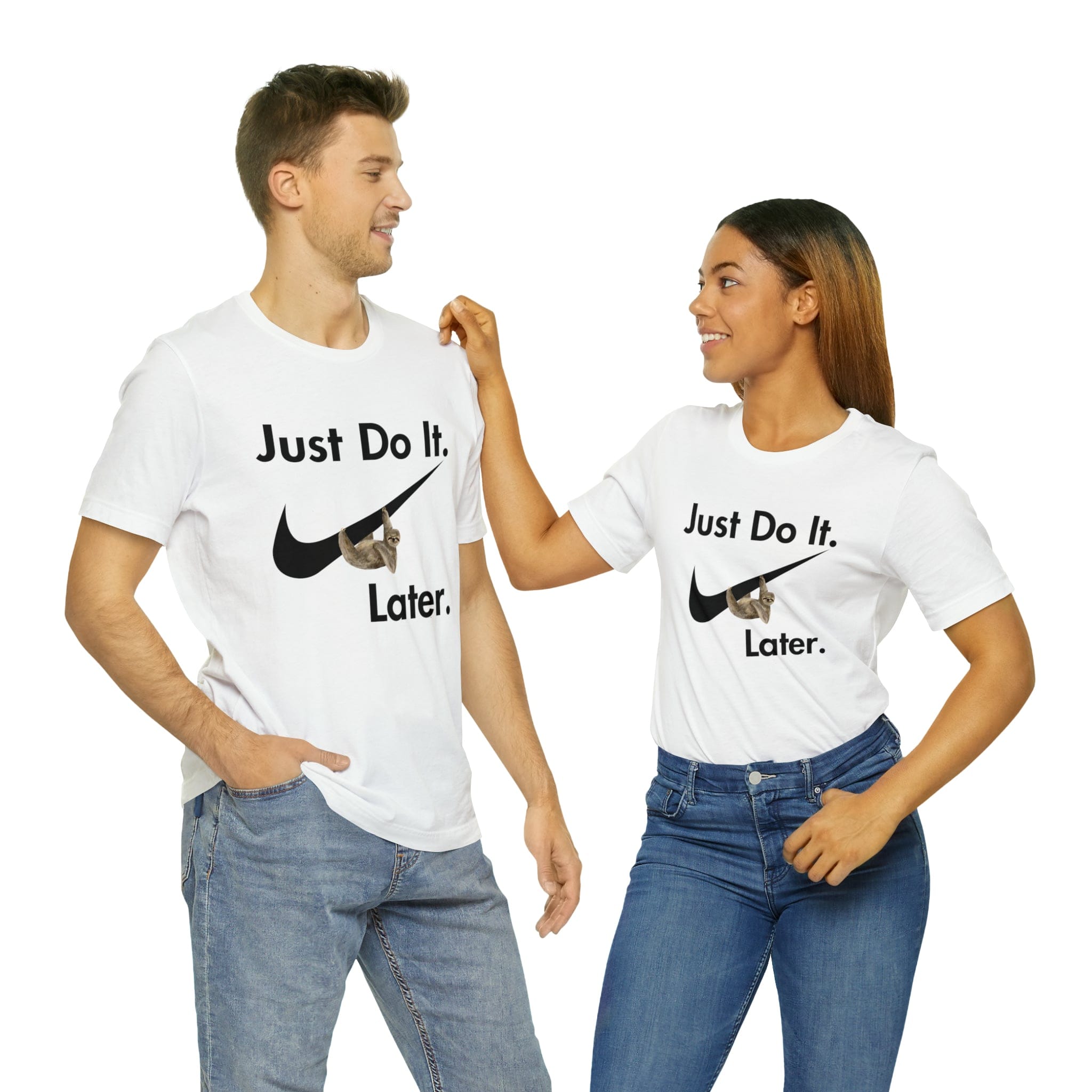 Printify T-Shirt White / S Just Do It later Sloth  - Jersey Short Sleeve Tee