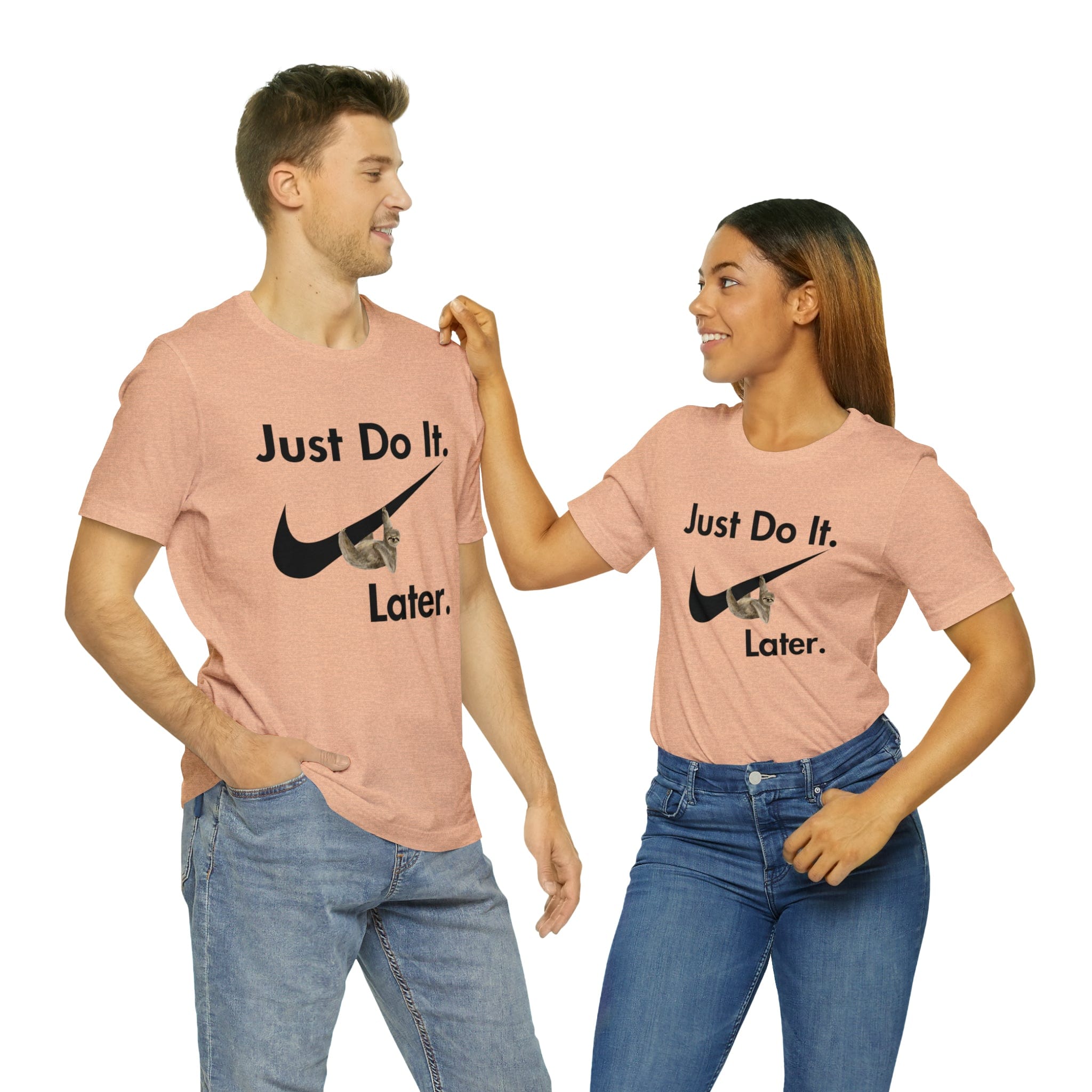 Printify T-Shirt Heather Peach / S Just Do It later Sloth  - Jersey Short Sleeve Tee