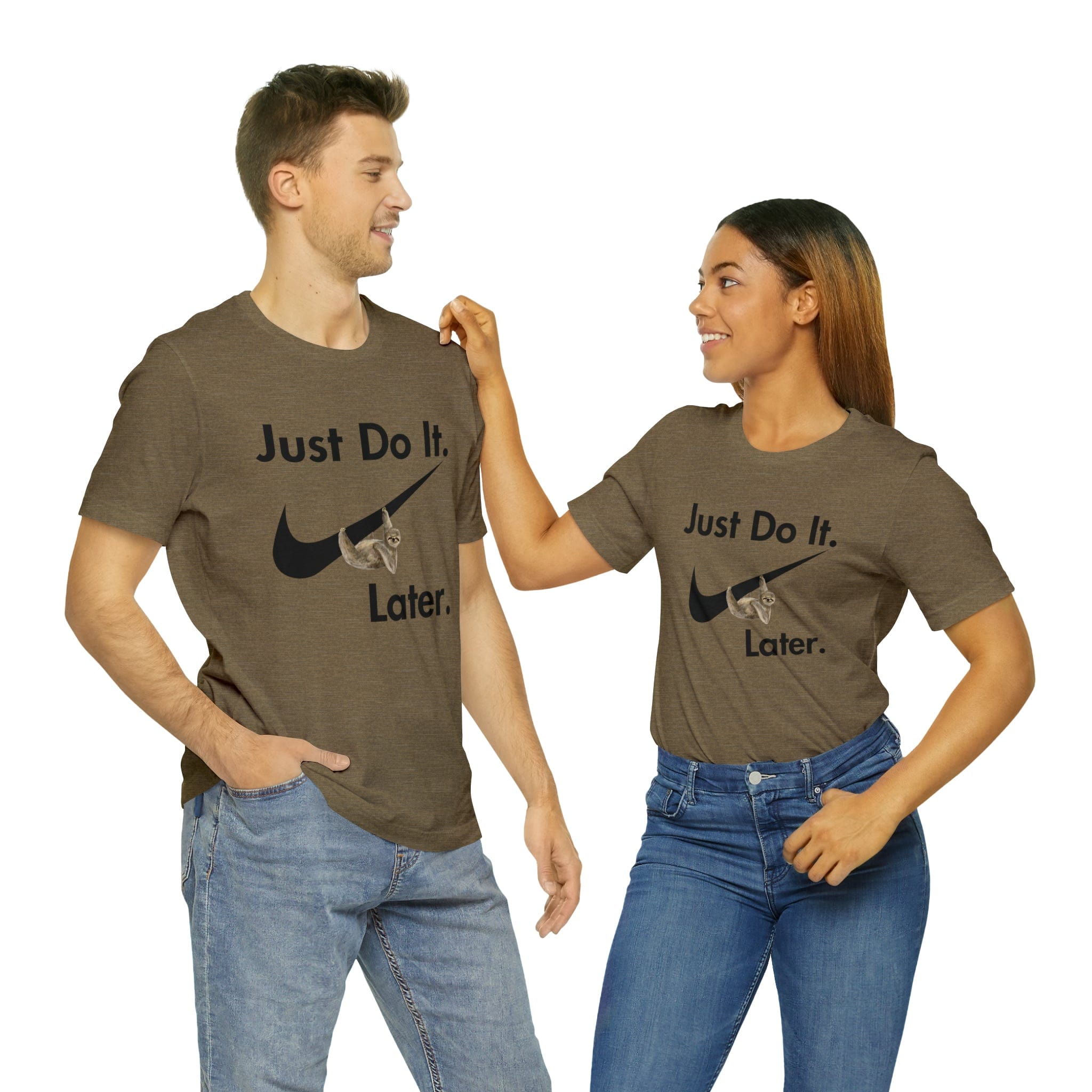 Printify T-Shirt Heather Olive / S Just Do It later Sloth  - Jersey Short Sleeve Tee