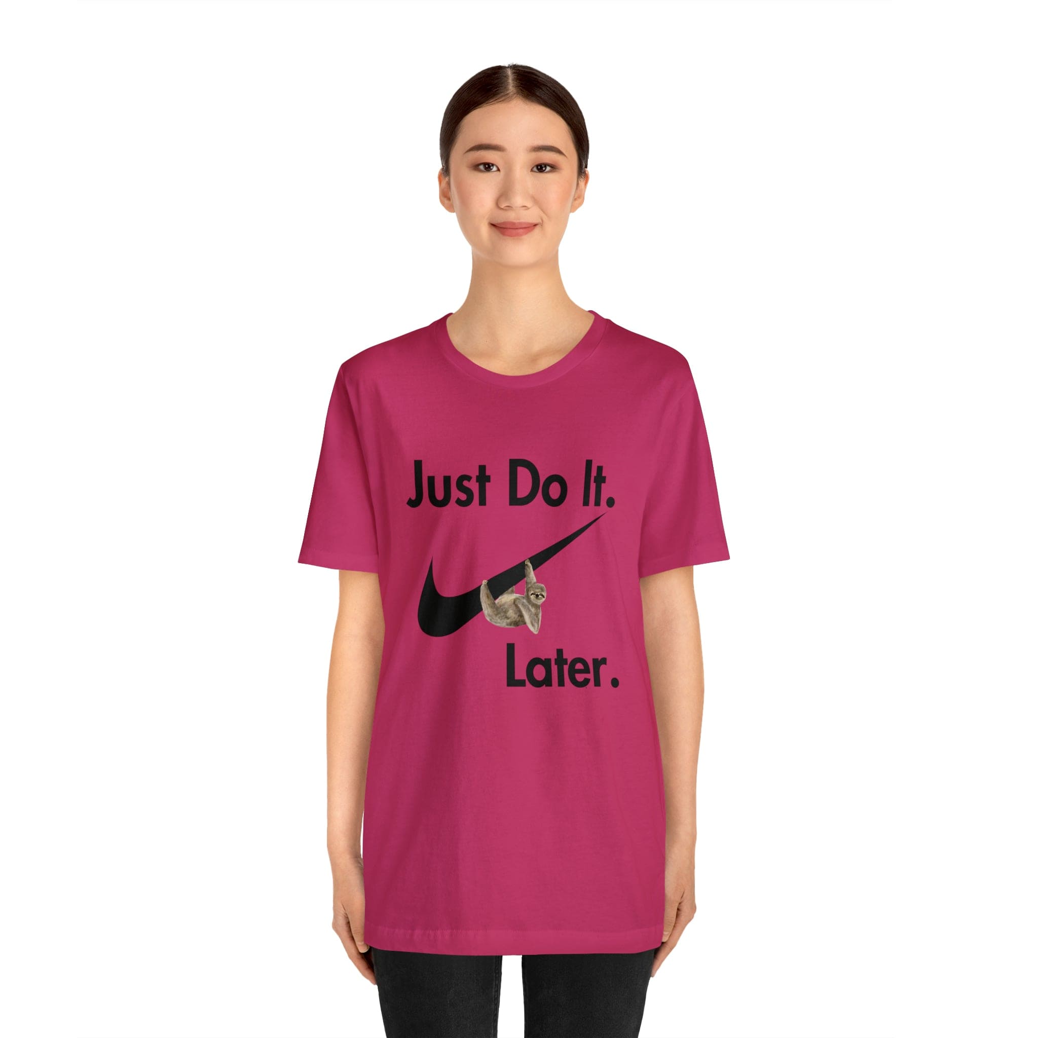 Printify T-Shirt Just Do It later Sloth  - Jersey Short Sleeve Tee