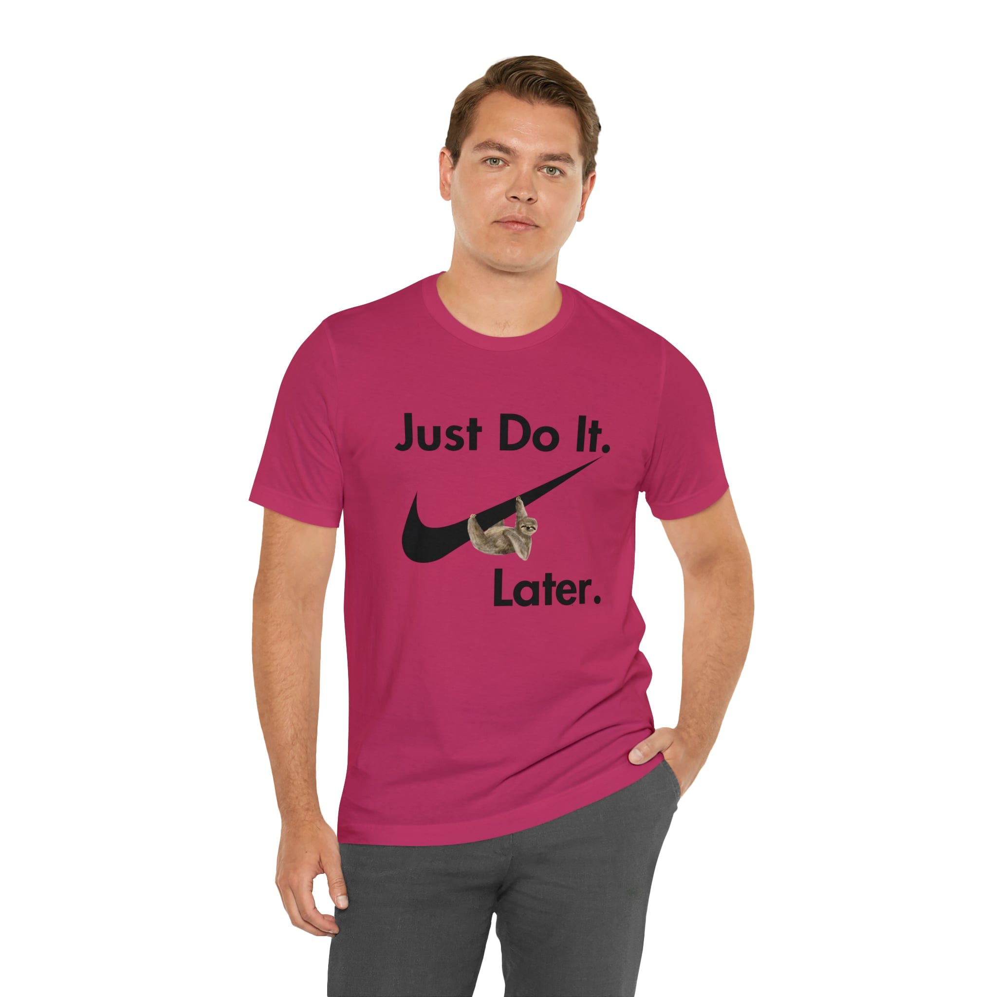 Printify T-Shirt Just Do It later Sloth  - Jersey Short Sleeve Tee