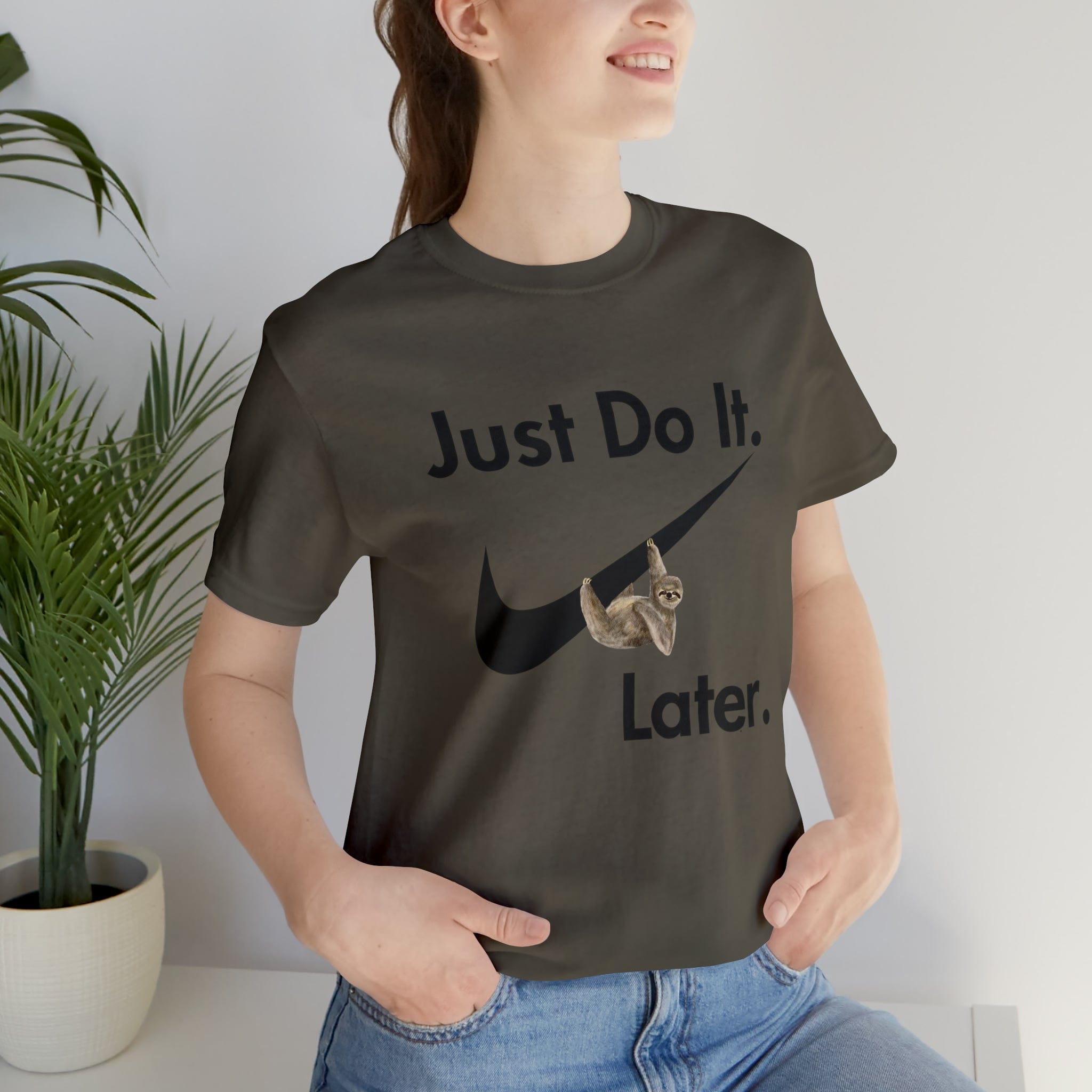 Printify T-Shirt Just Do It later Sloth  - Jersey Short Sleeve Tee