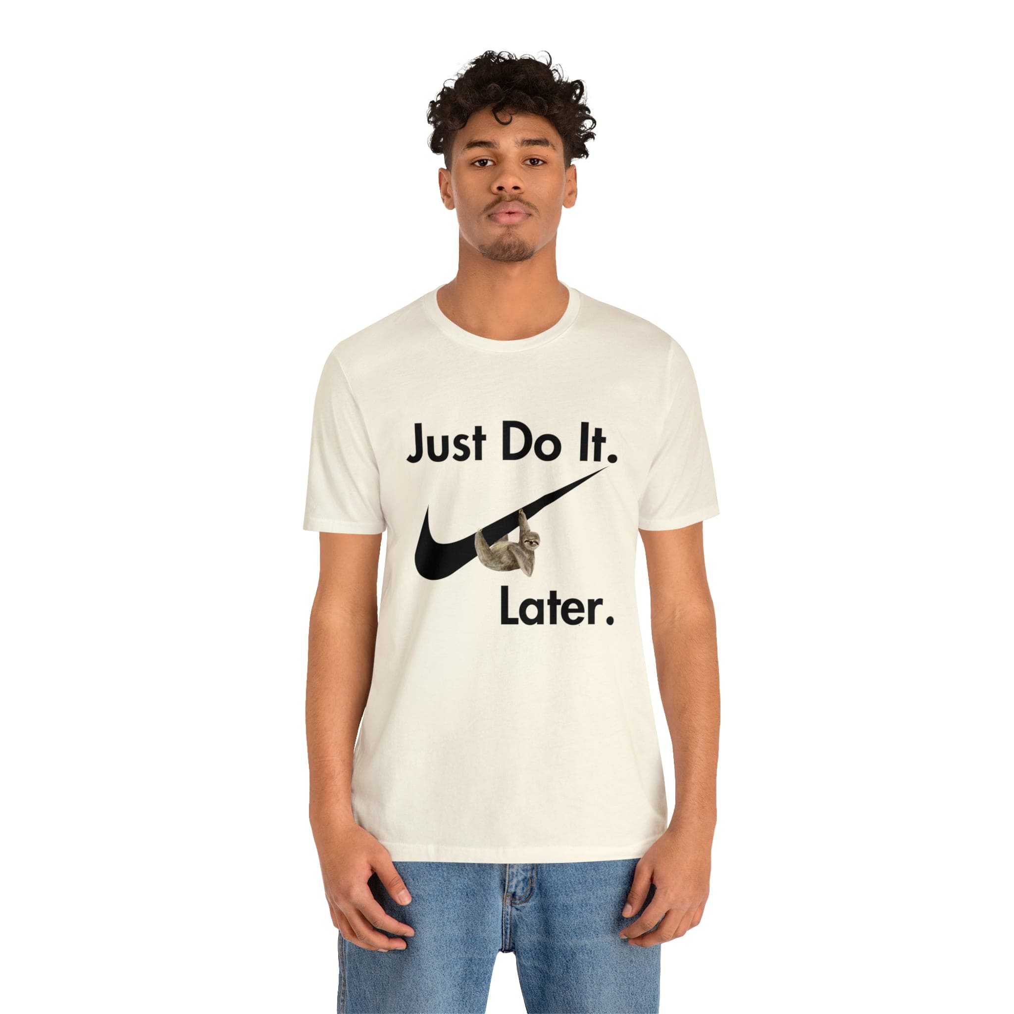 Printify T-Shirt Just Do It later Sloth  - Jersey Short Sleeve Tee