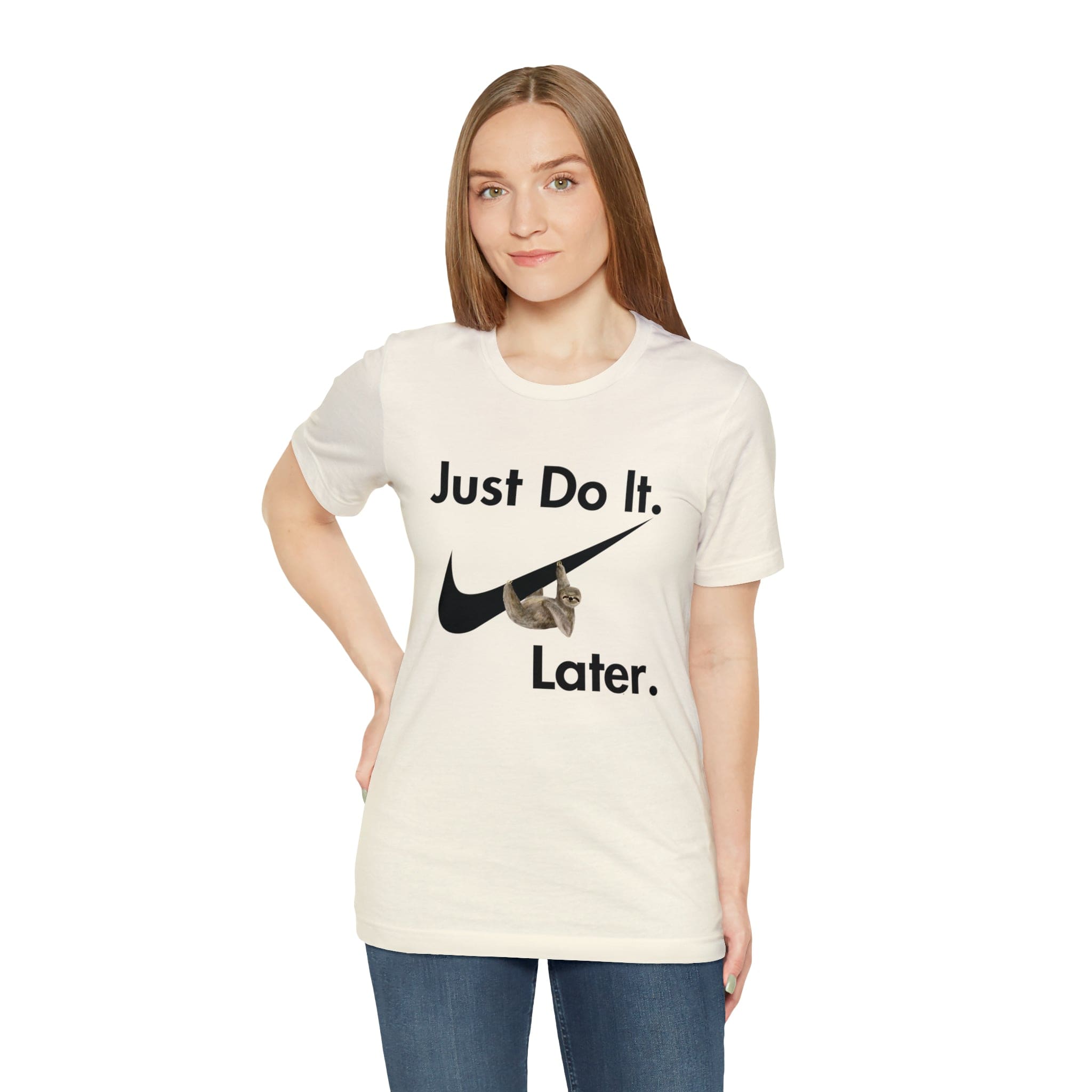 Printify T-Shirt Just Do It later Sloth  - Jersey Short Sleeve Tee