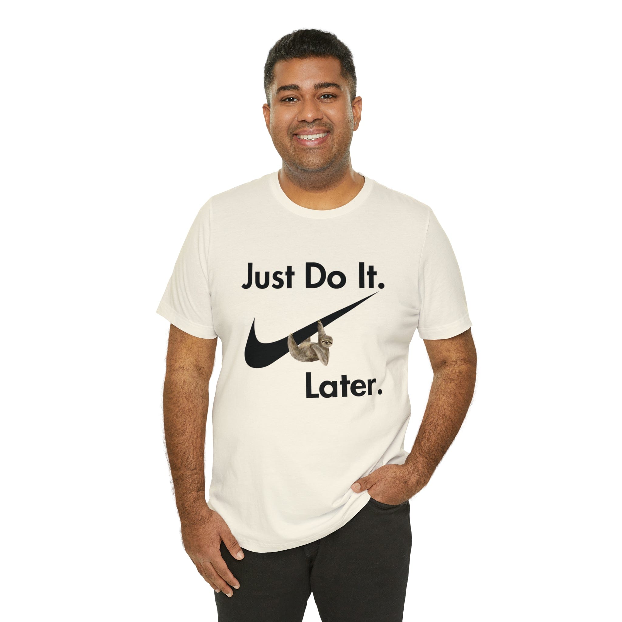 Printify T-Shirt Just Do It later Sloth  - Jersey Short Sleeve Tee