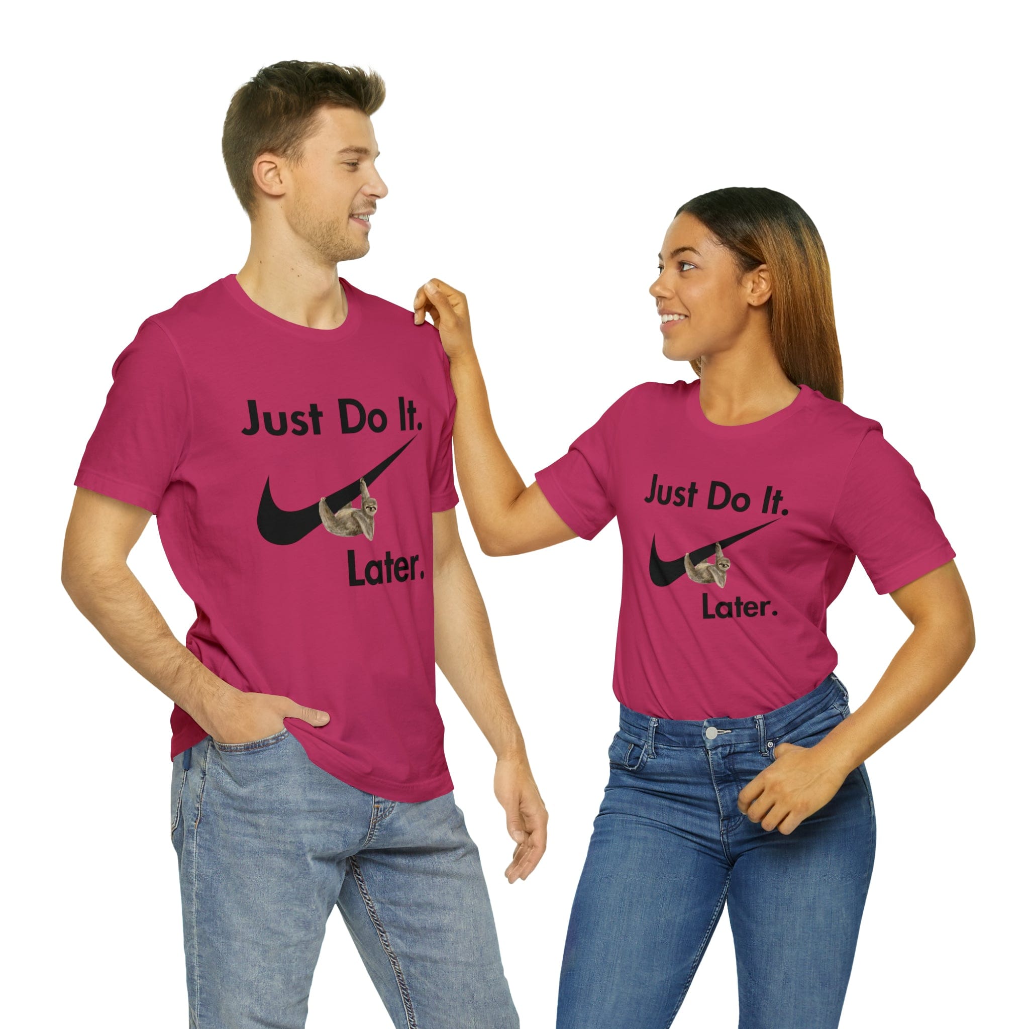 Printify T-Shirt Berry / S Just Do It later Sloth  - Jersey Short Sleeve Tee