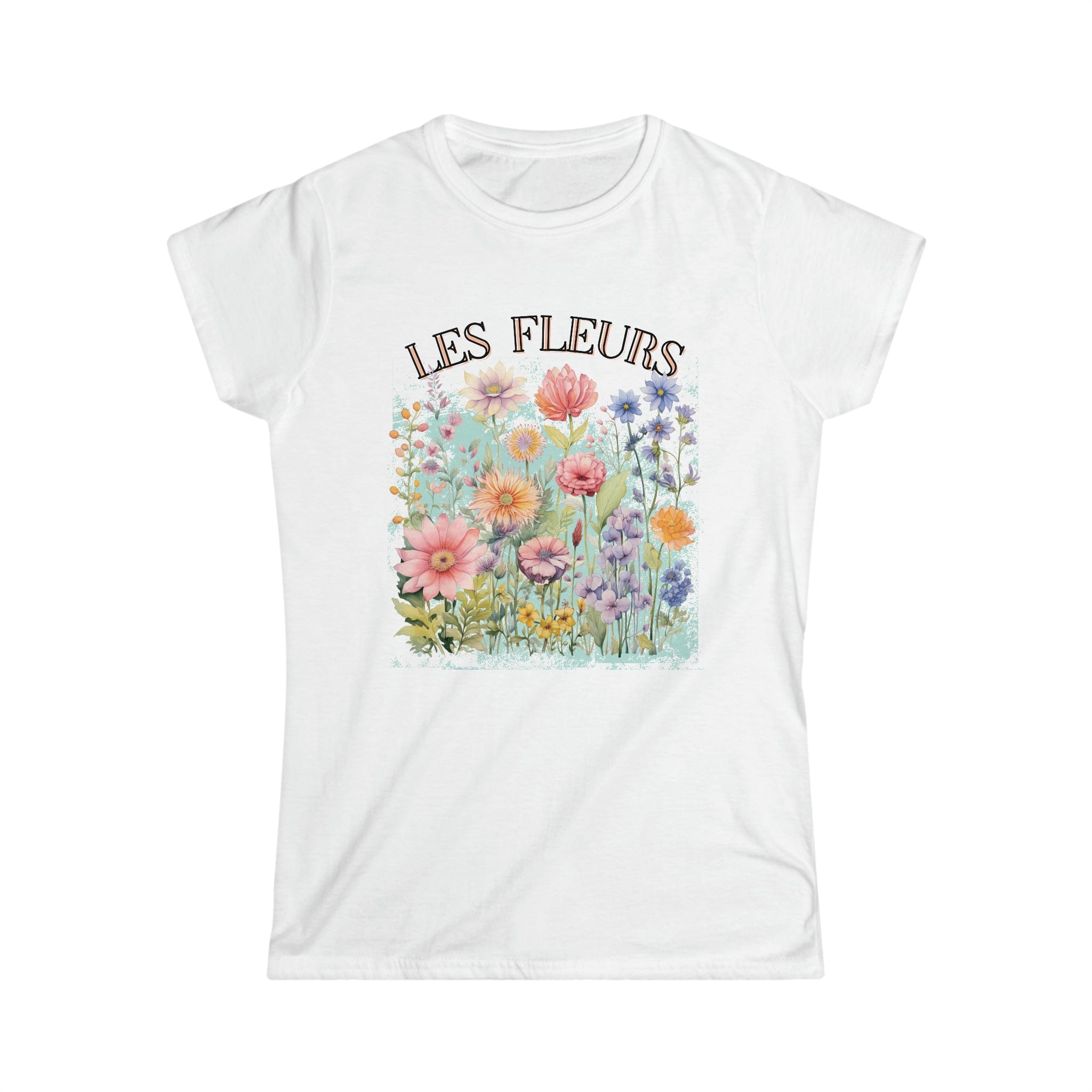 Printify T-Shirt White / S Les Fleurs - Women's Softstyle Tee