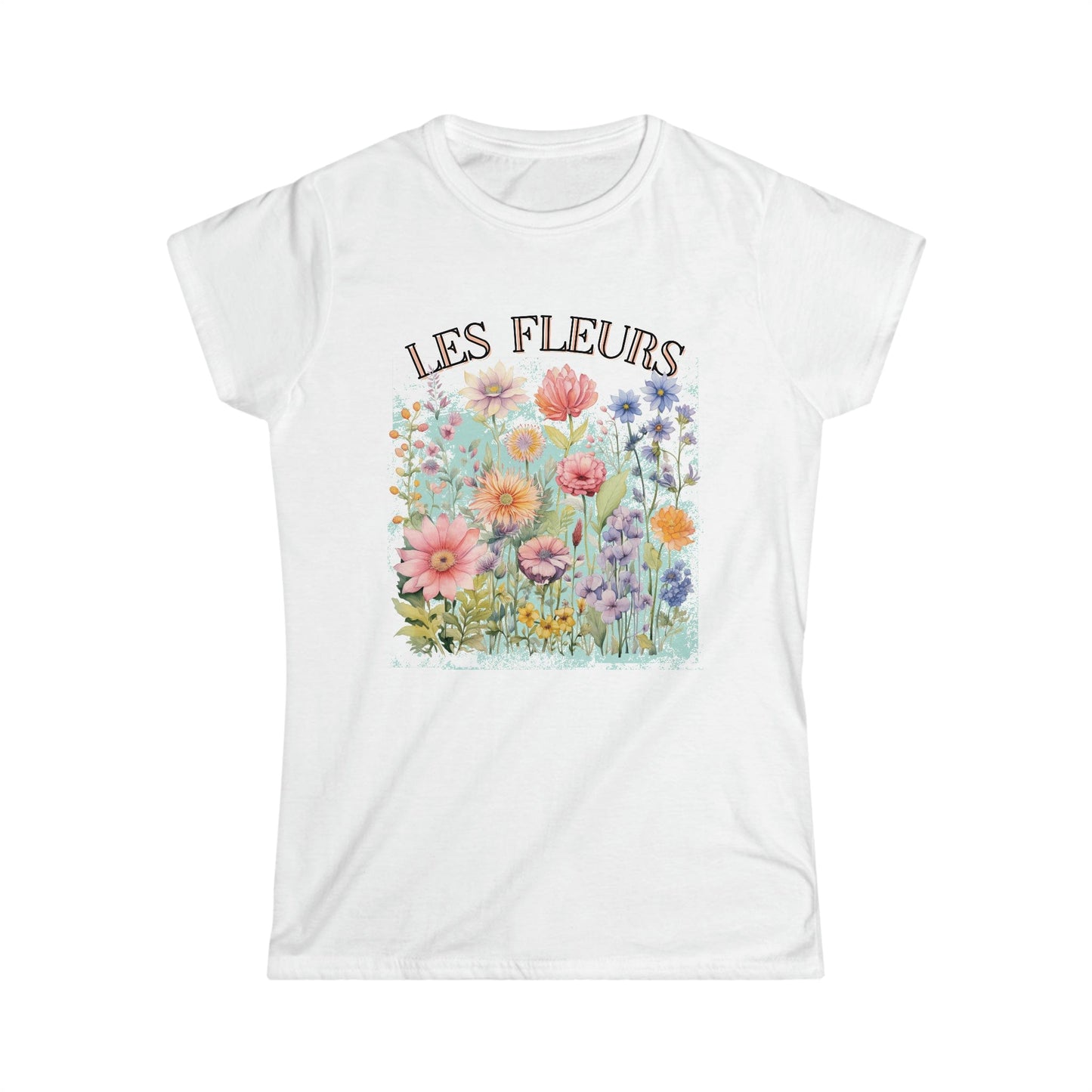 Printify T-Shirt White / S Les Fleurs - Women's Softstyle Tee