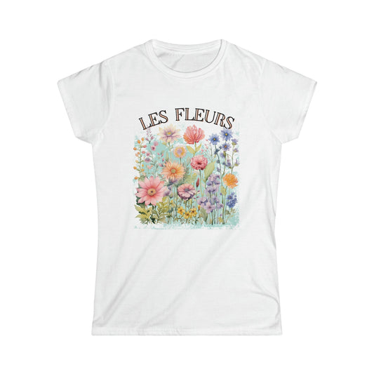 Printify T-Shirt White / S Les Fleurs - Women's Softstyle Tee